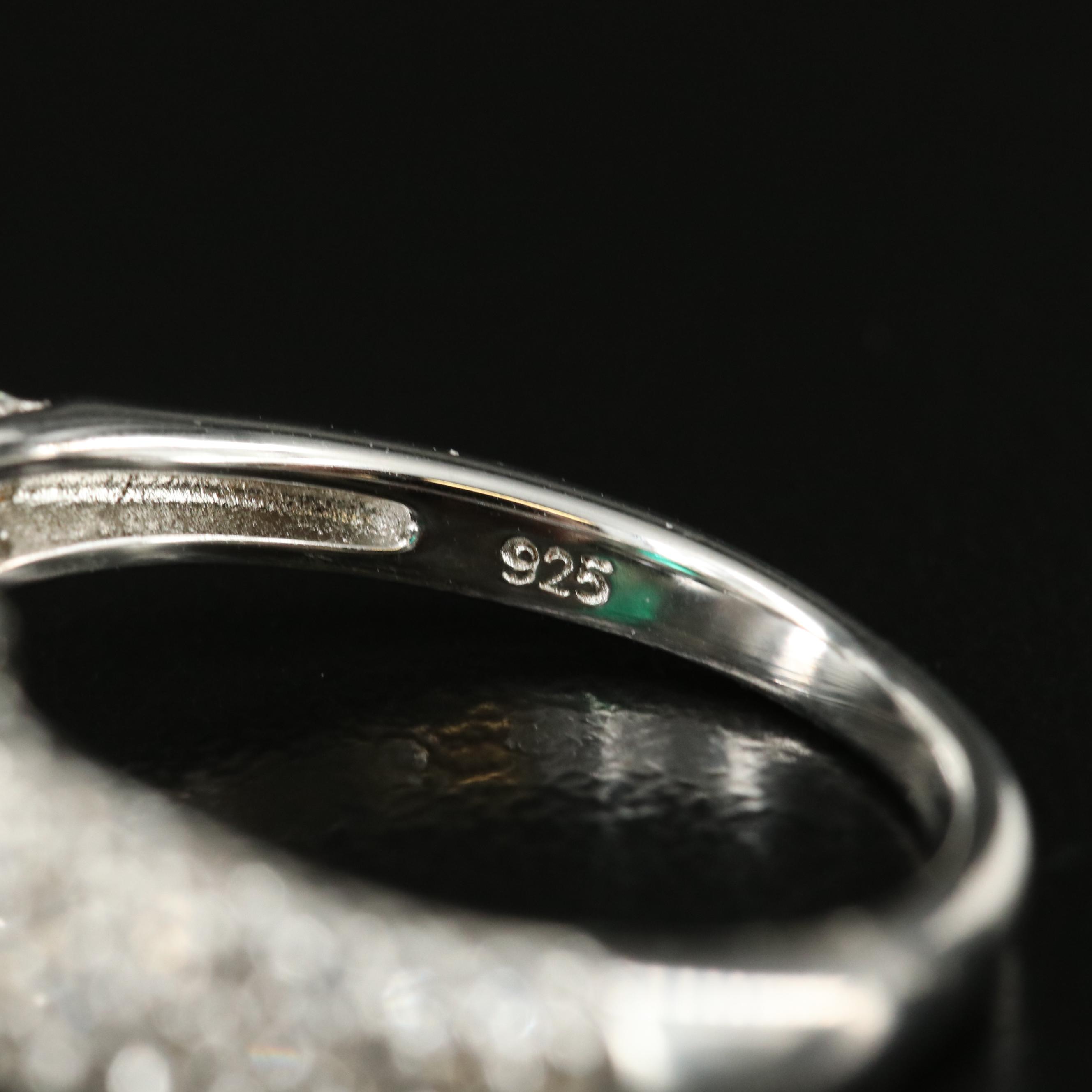 Sterling Emerald, Sapphire and Diamond Ring