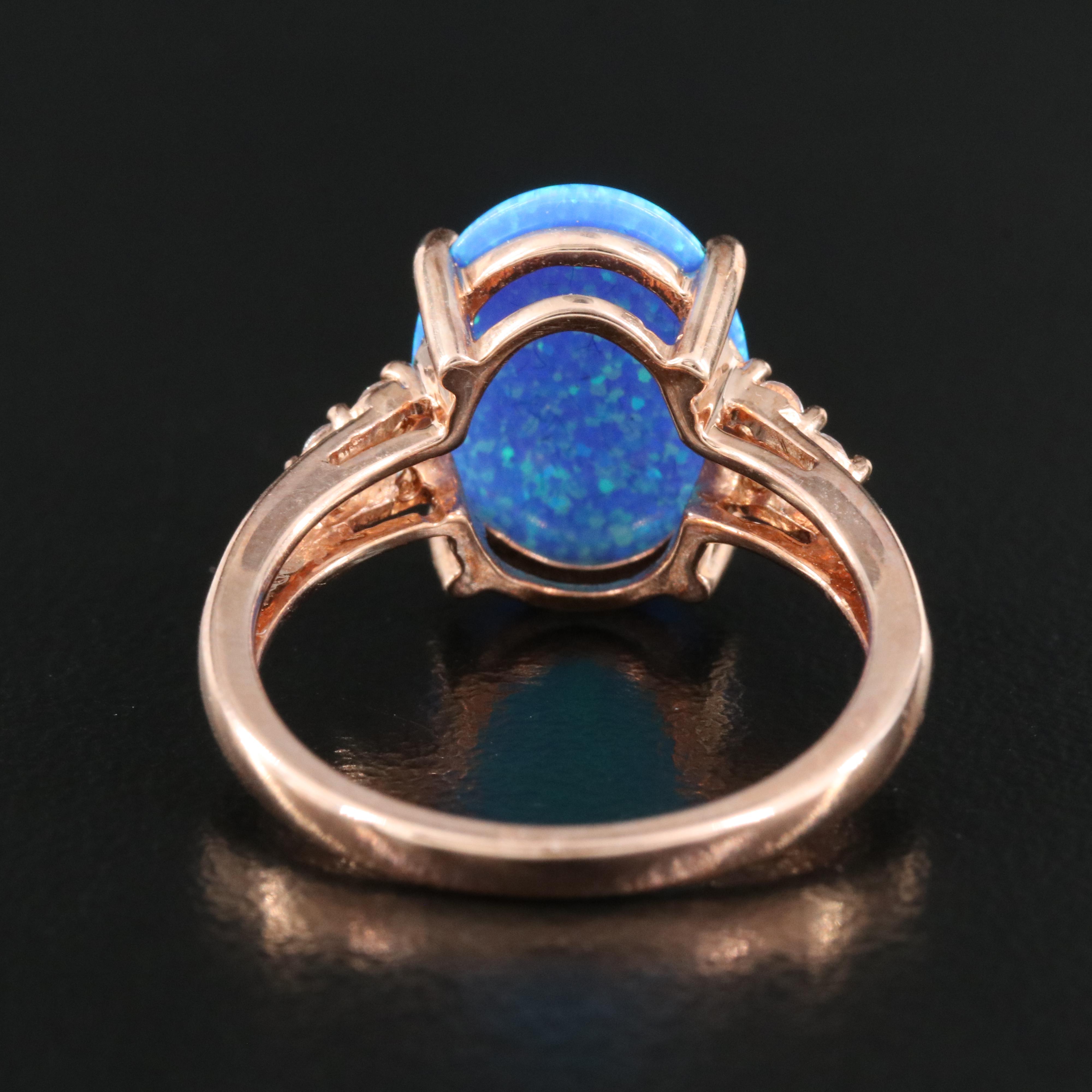 Sterling Opal and Sapphire Ring