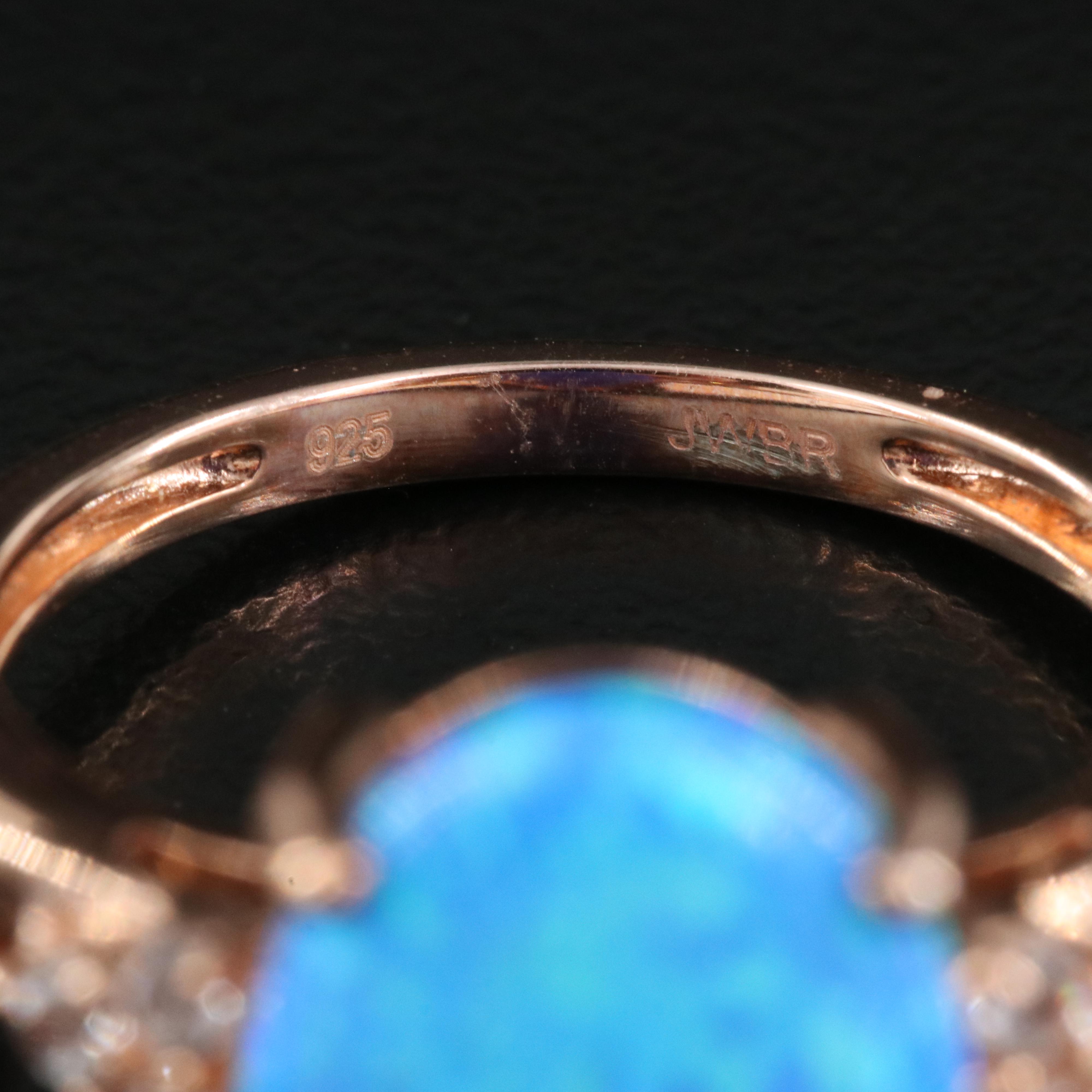 Sterling Opal and Sapphire Ring