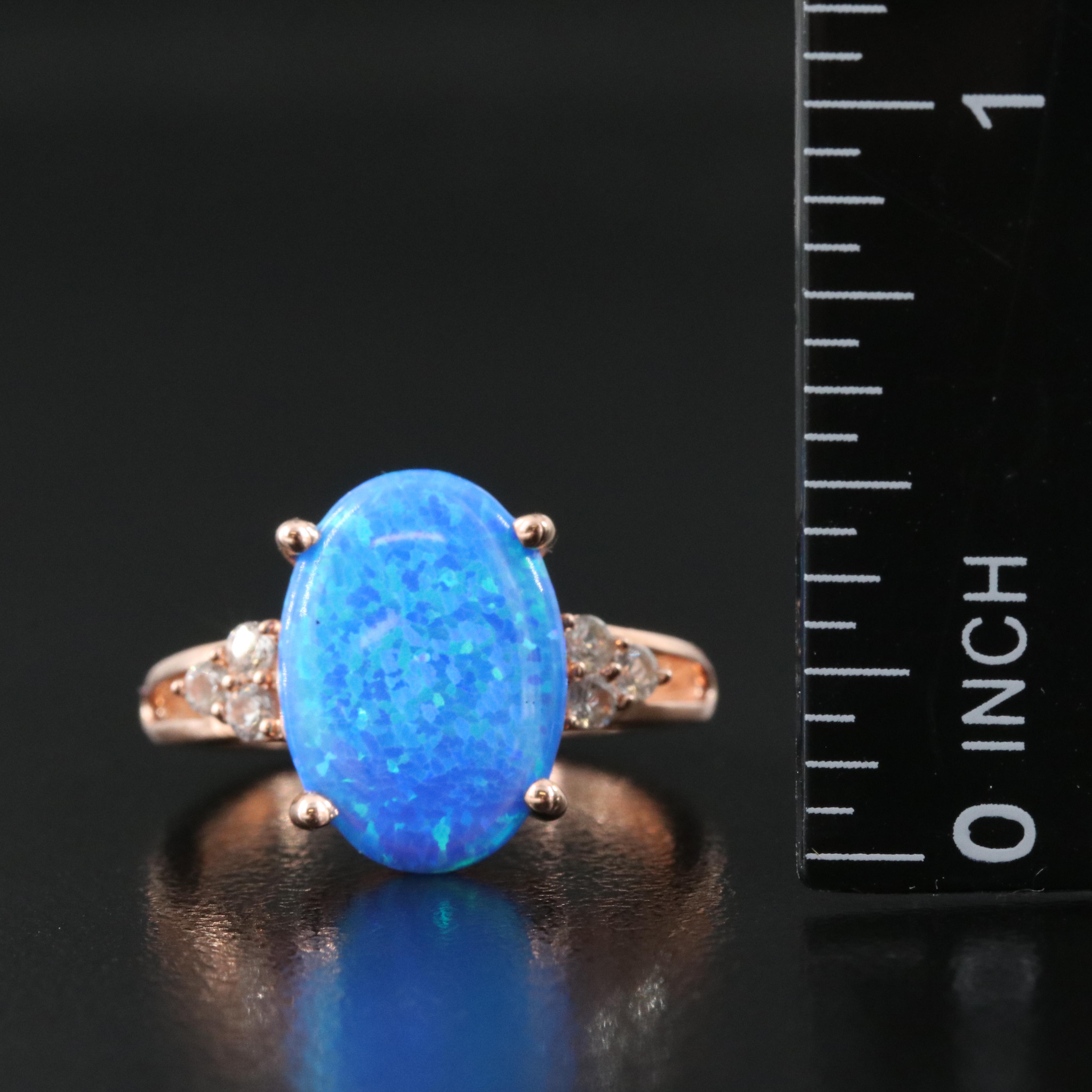 Sterling Opal and Sapphire Ring