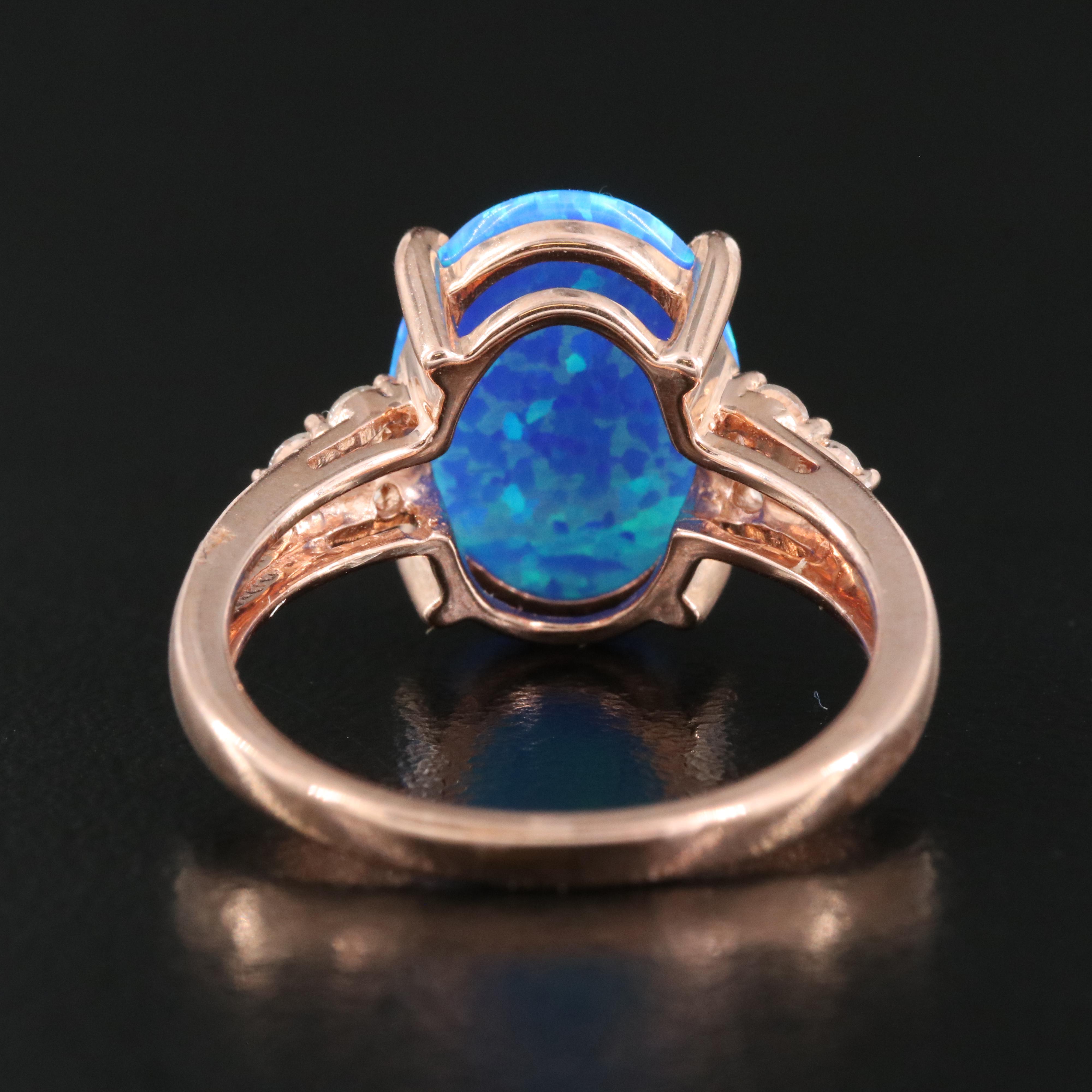 Sterling Opal and Sapphire Ring