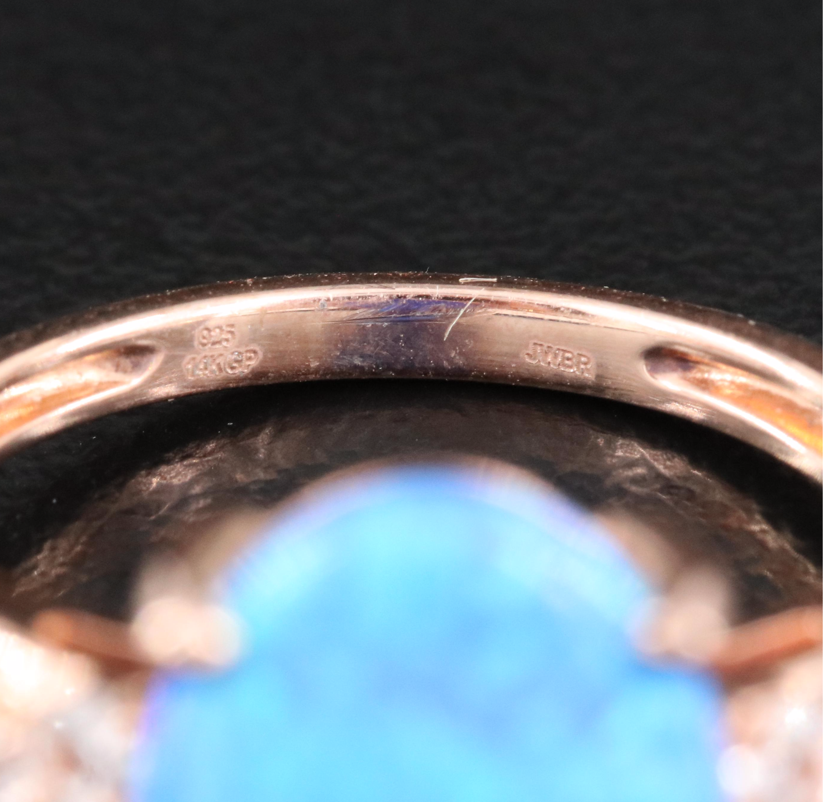 Sterling Opal and Sapphire Ring