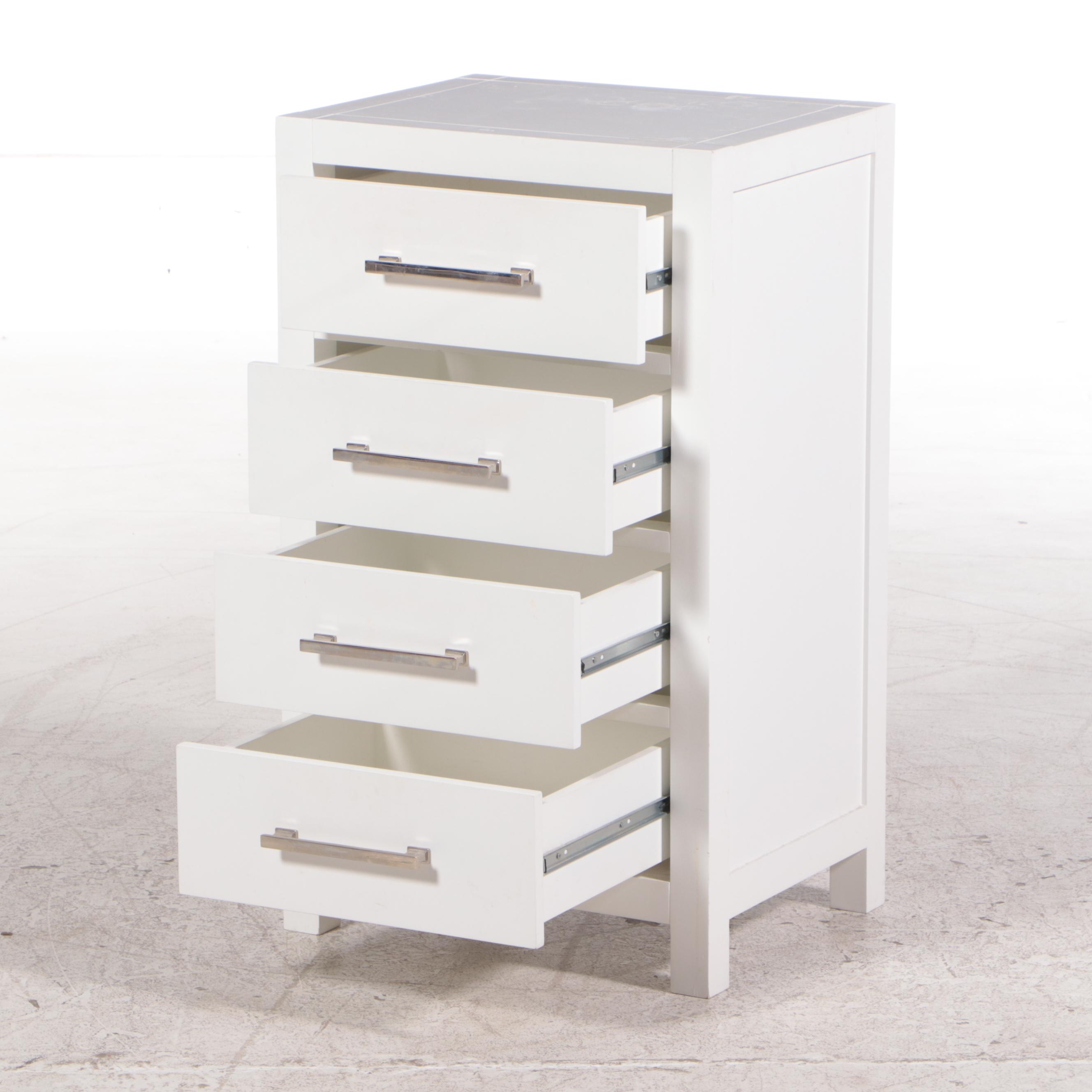 Contemporary White-Painted Four-Drawer Chest