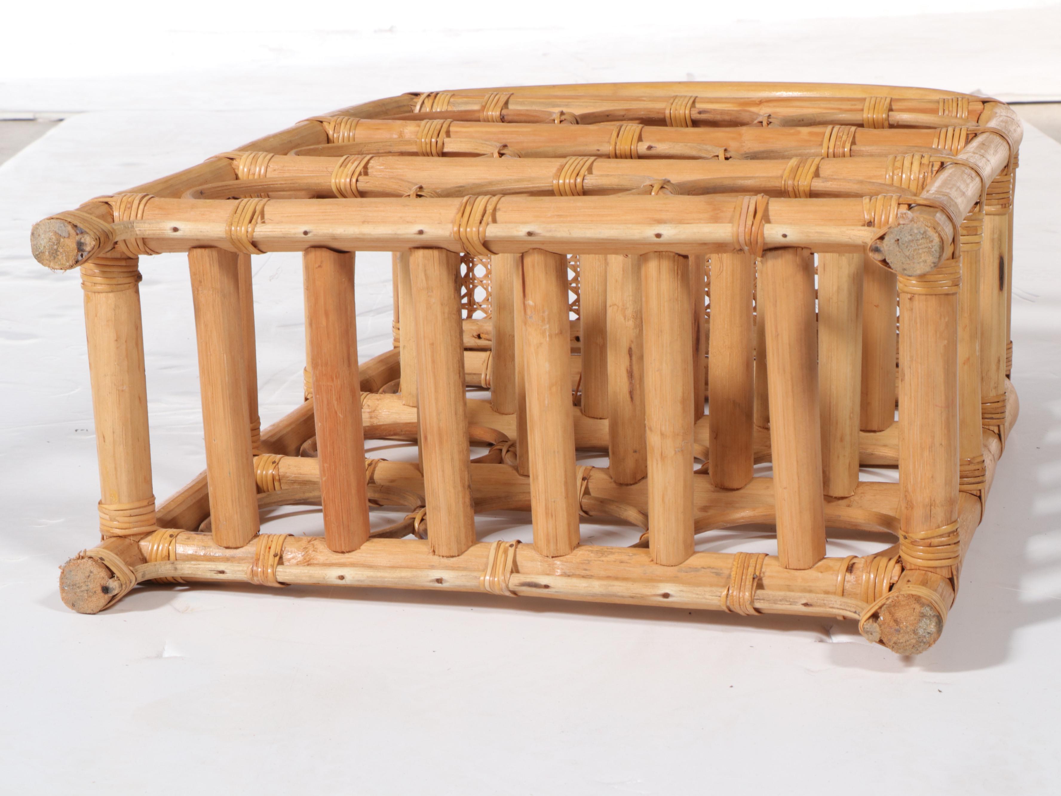 Rattan and Caned Nine-Bottle Wine Rack