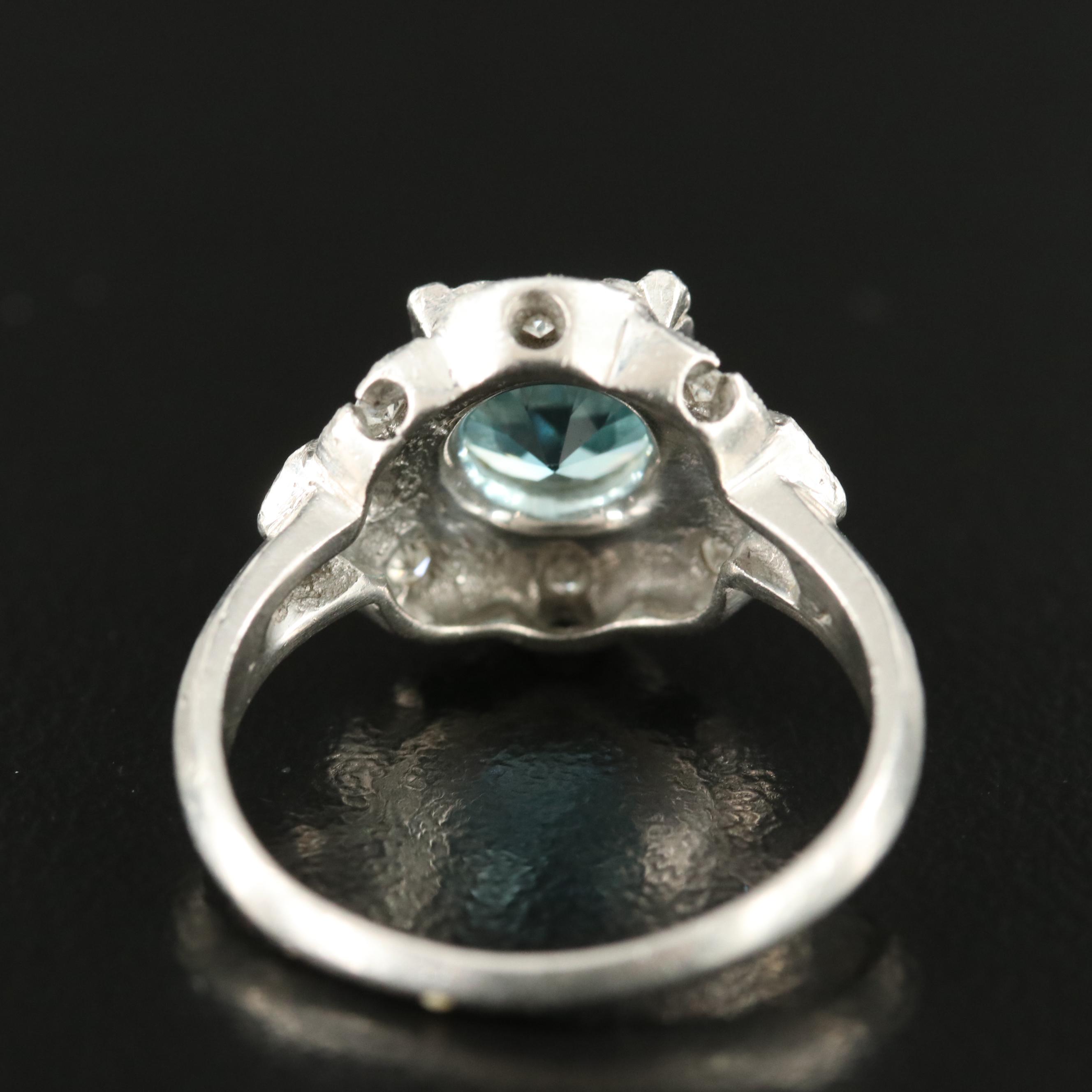 Art Deco Platinum Zircon and Diamond Ring
