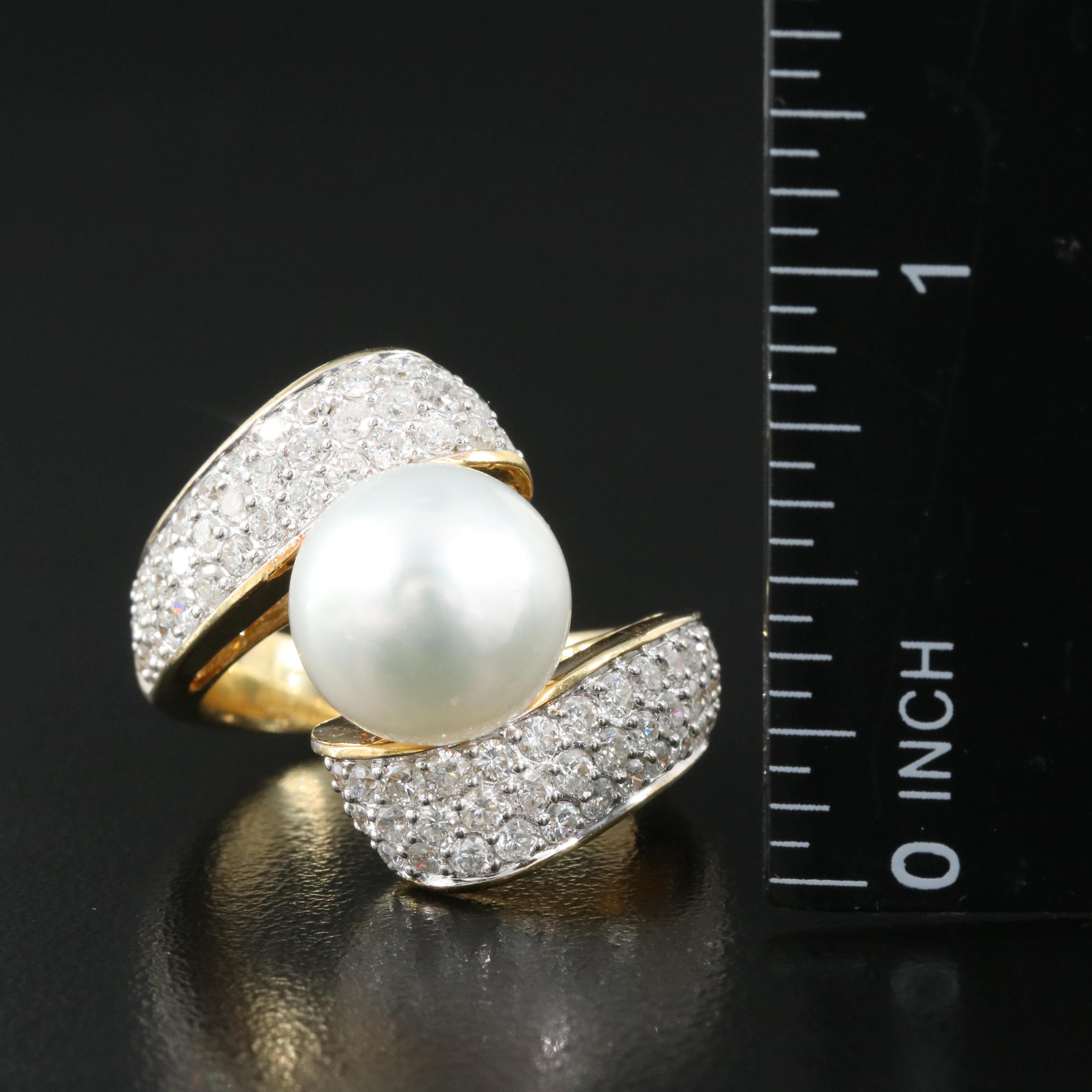 18K 11.60 mm Pearl and 1.90 CTW Diamond Ring