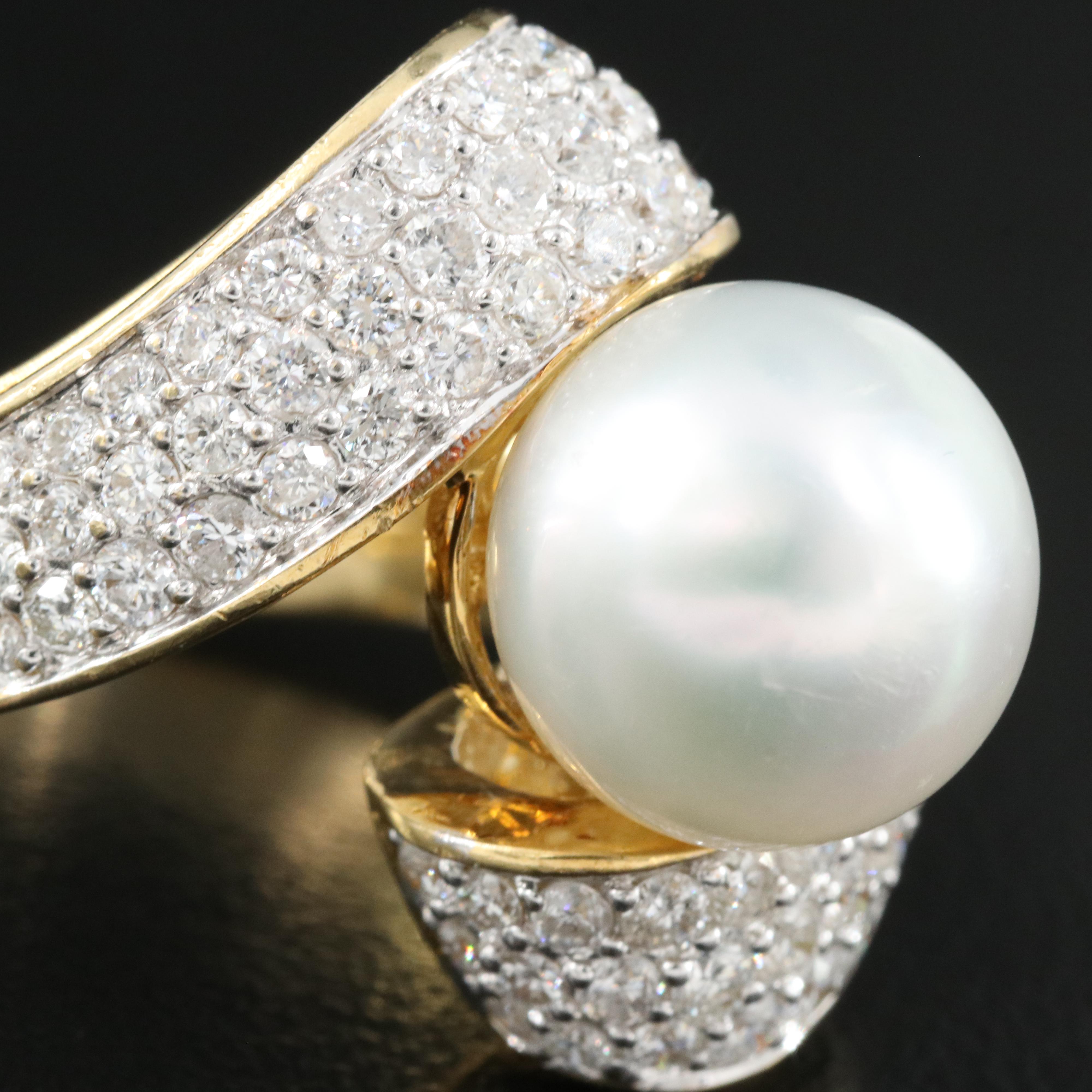 18K 11.60 mm Pearl and 1.90 CTW Diamond Ring