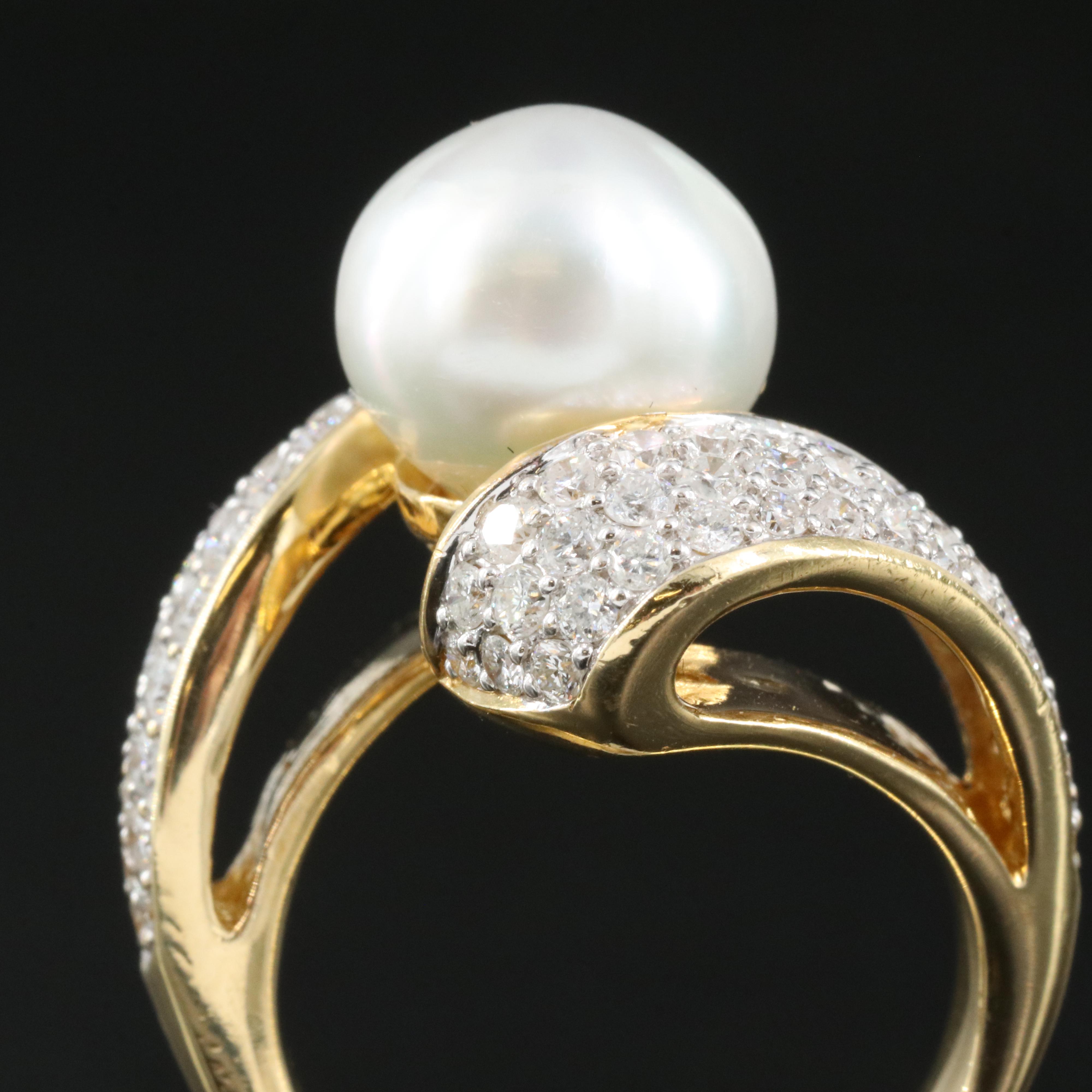 18K 11.60 mm Pearl and 1.90 CTW Diamond Ring