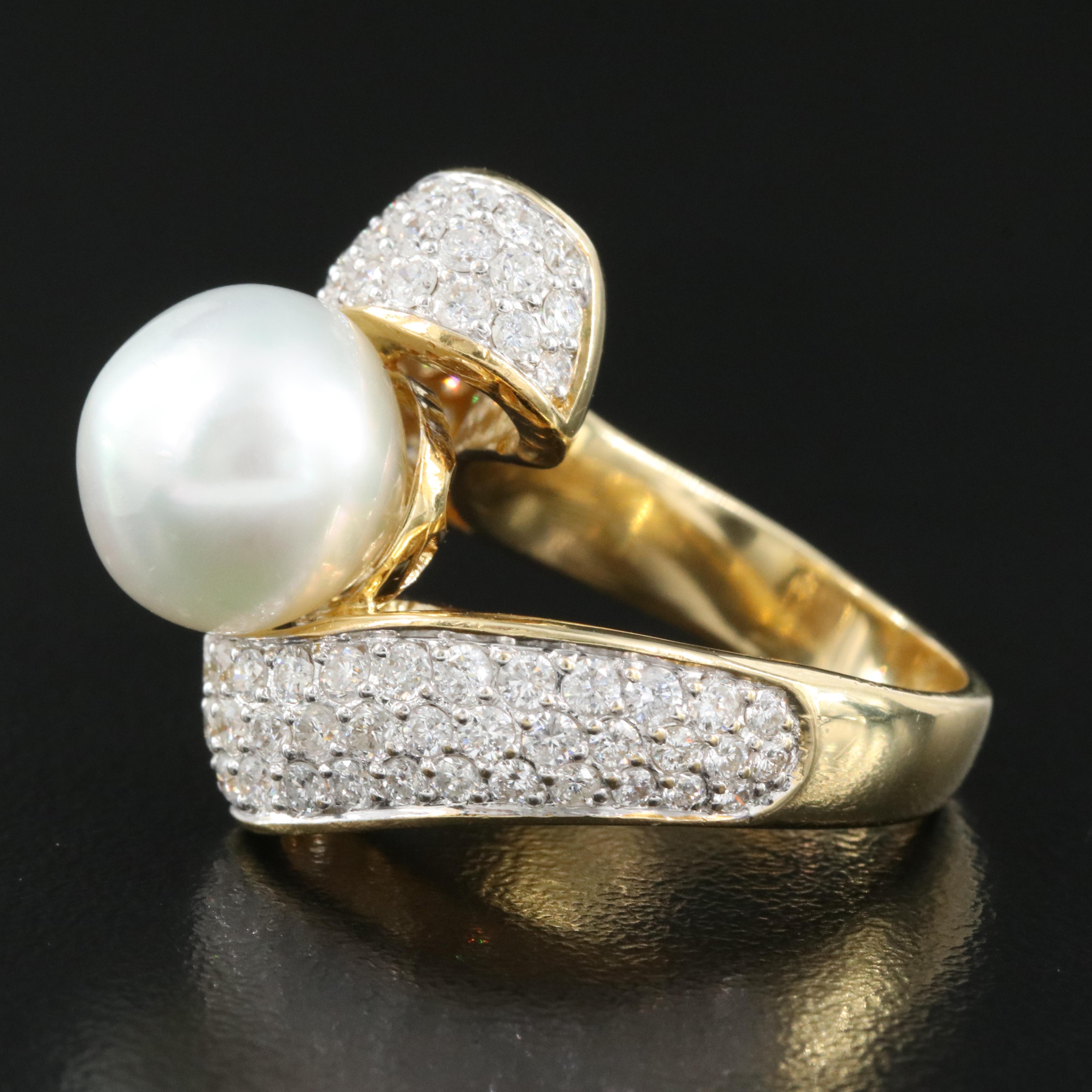 18K 11.60 mm Pearl and 1.90 CTW Diamond Ring