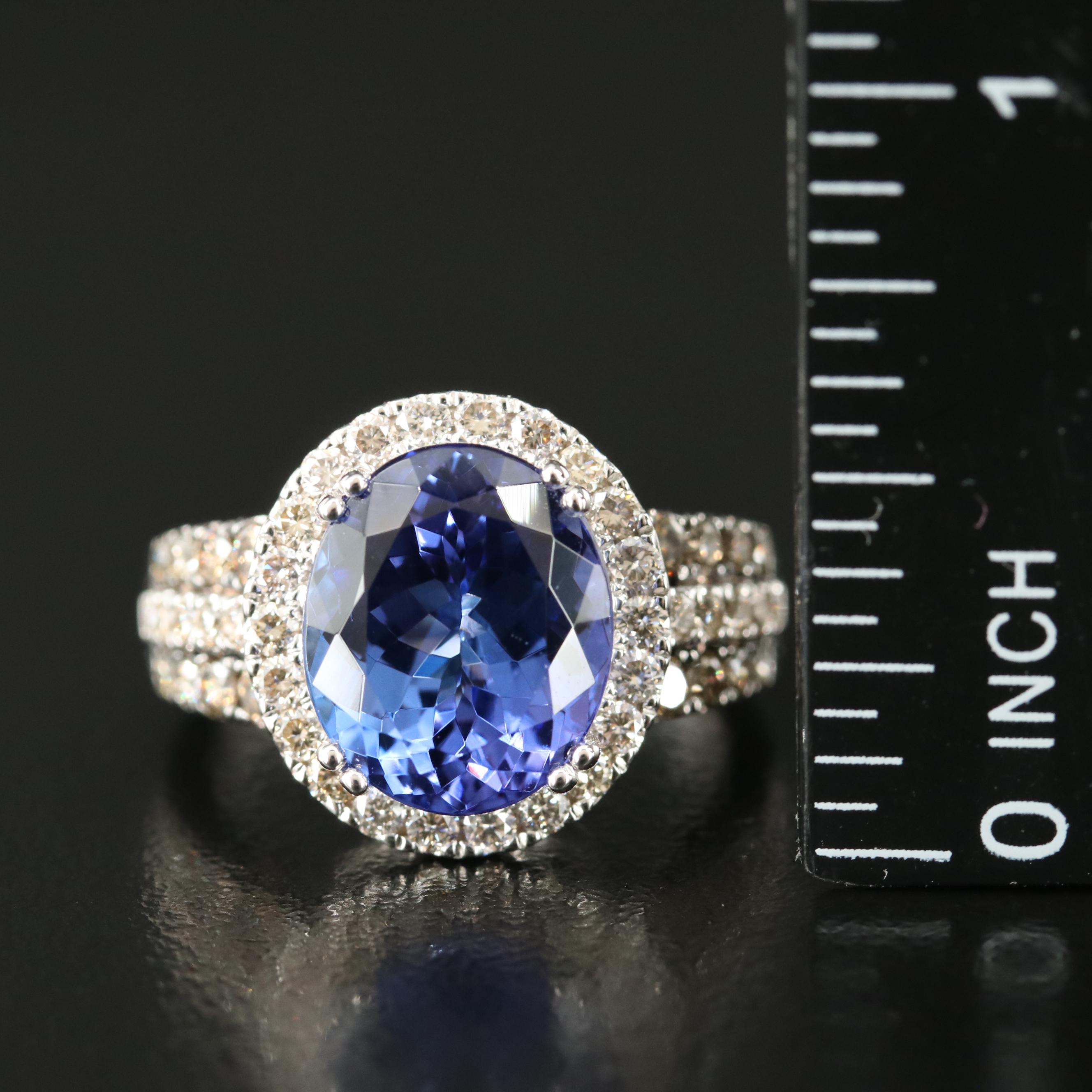 LeVian 14K 5.78 Tanzanite and 1.13 CTW Diamond Ring