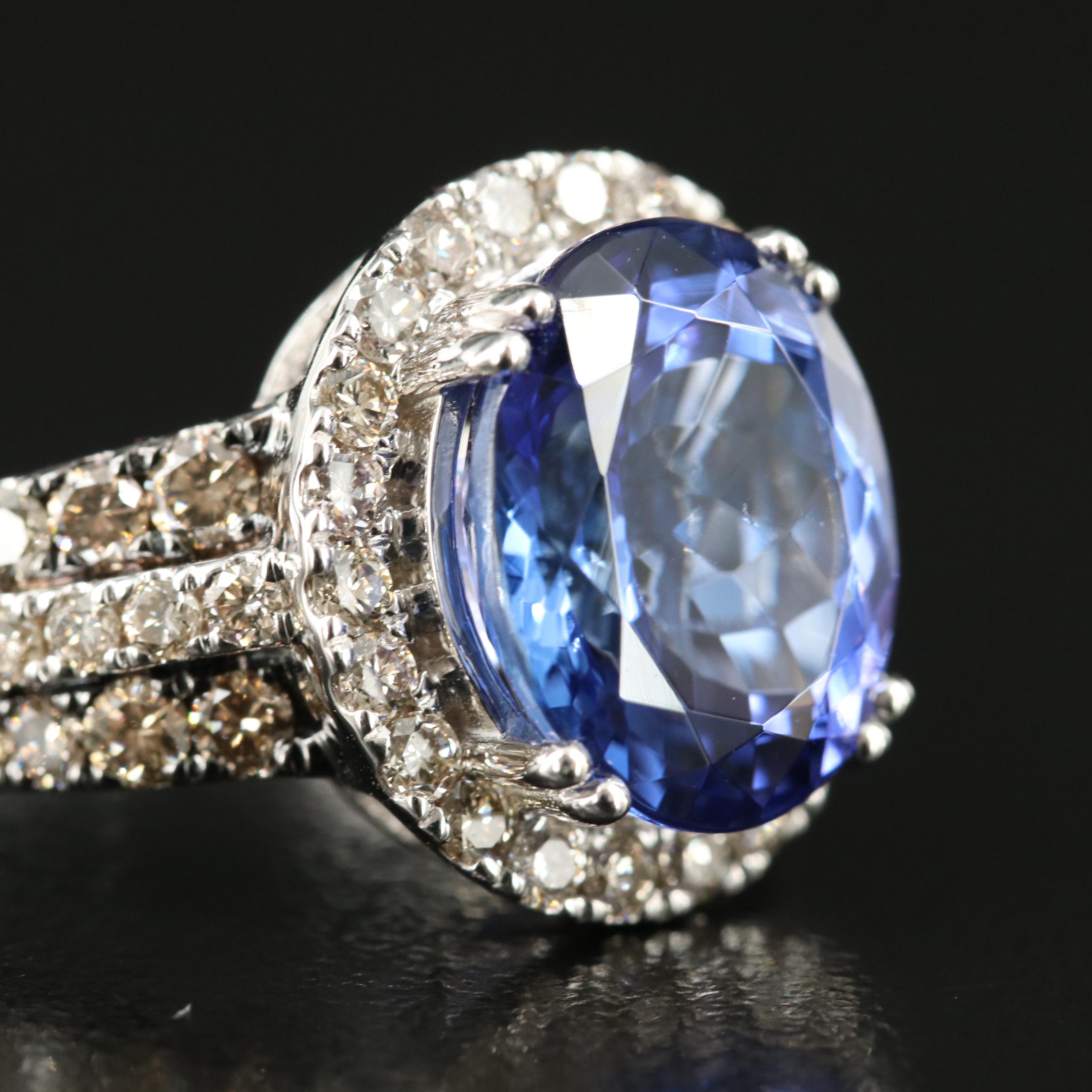 LeVian 14K 5.78 Tanzanite and 1.13 CTW Diamond Ring