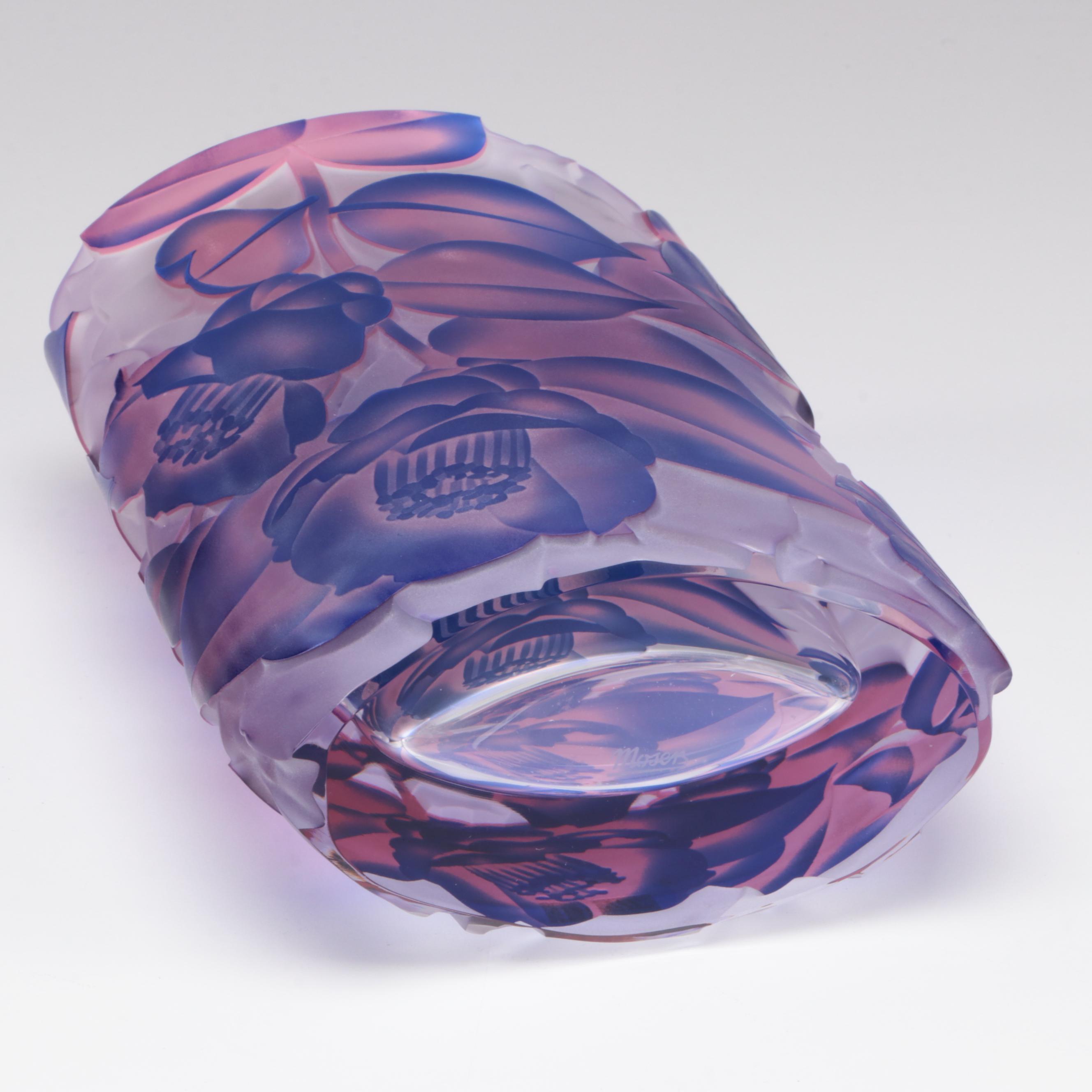 Moser Intaglio Glass Ovoid Vase