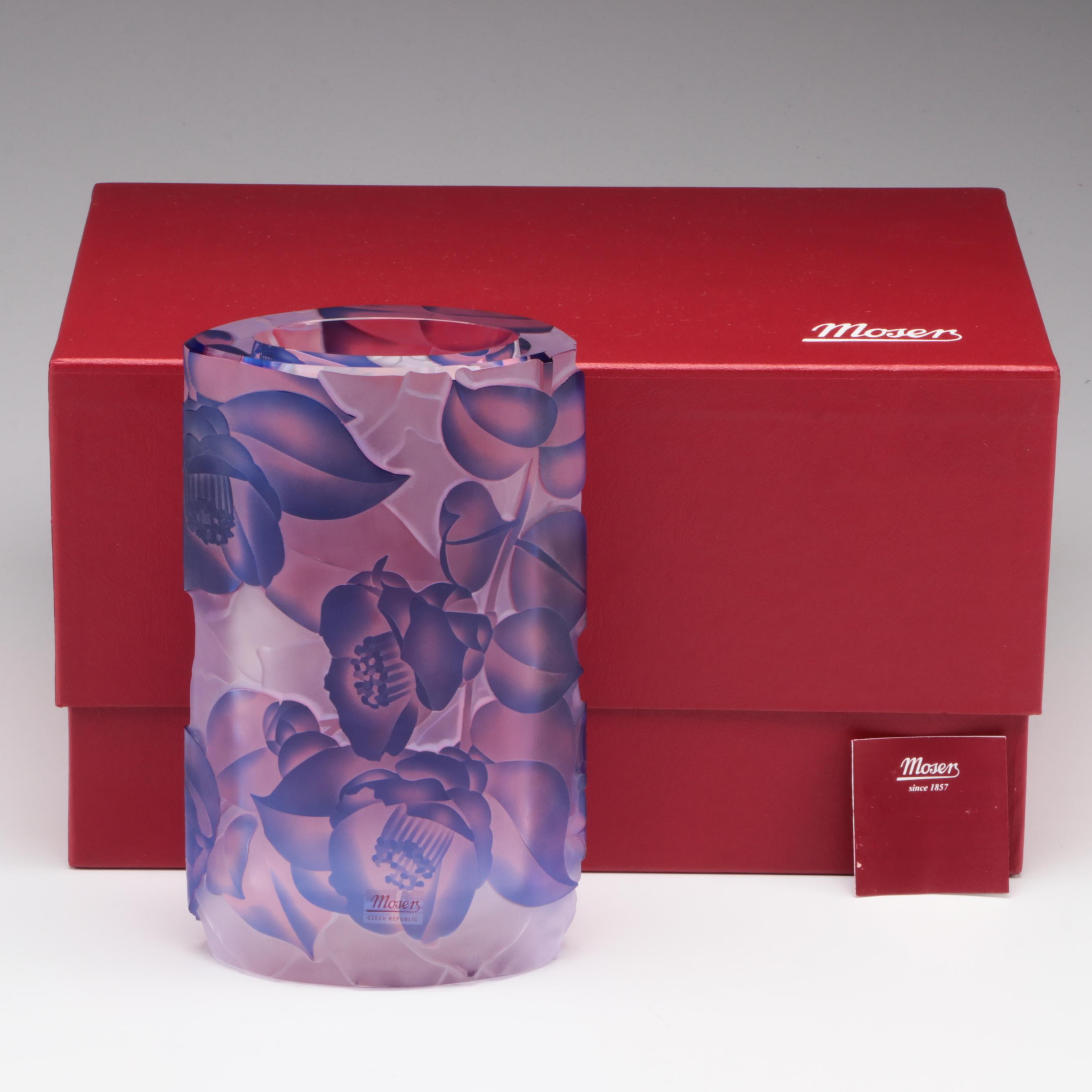 Moser Intaglio Glass Ovoid Vase