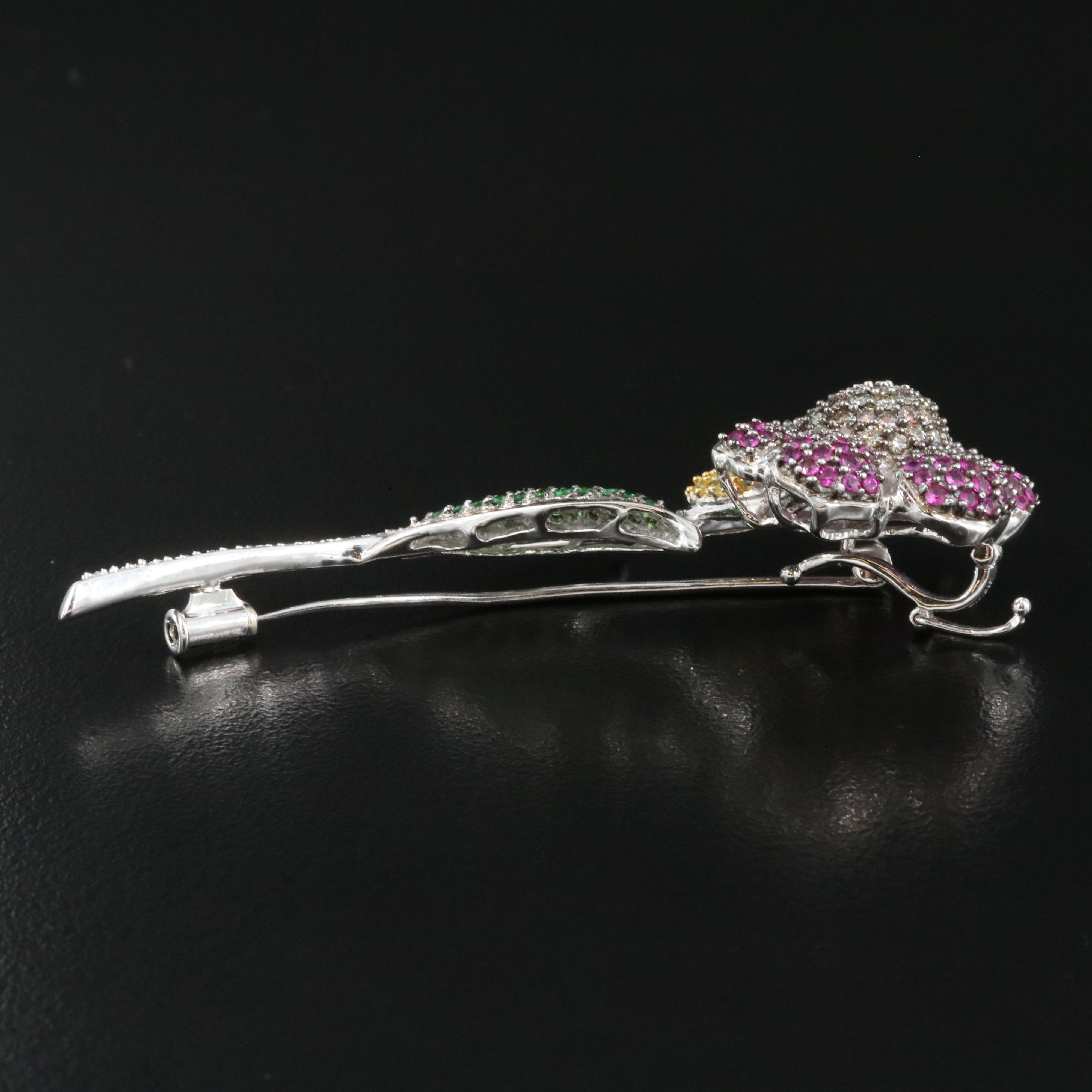 18K and 14K 1.00 CTW Diamond, Ruby, Sapphire and Tsavorite Converter Brooch