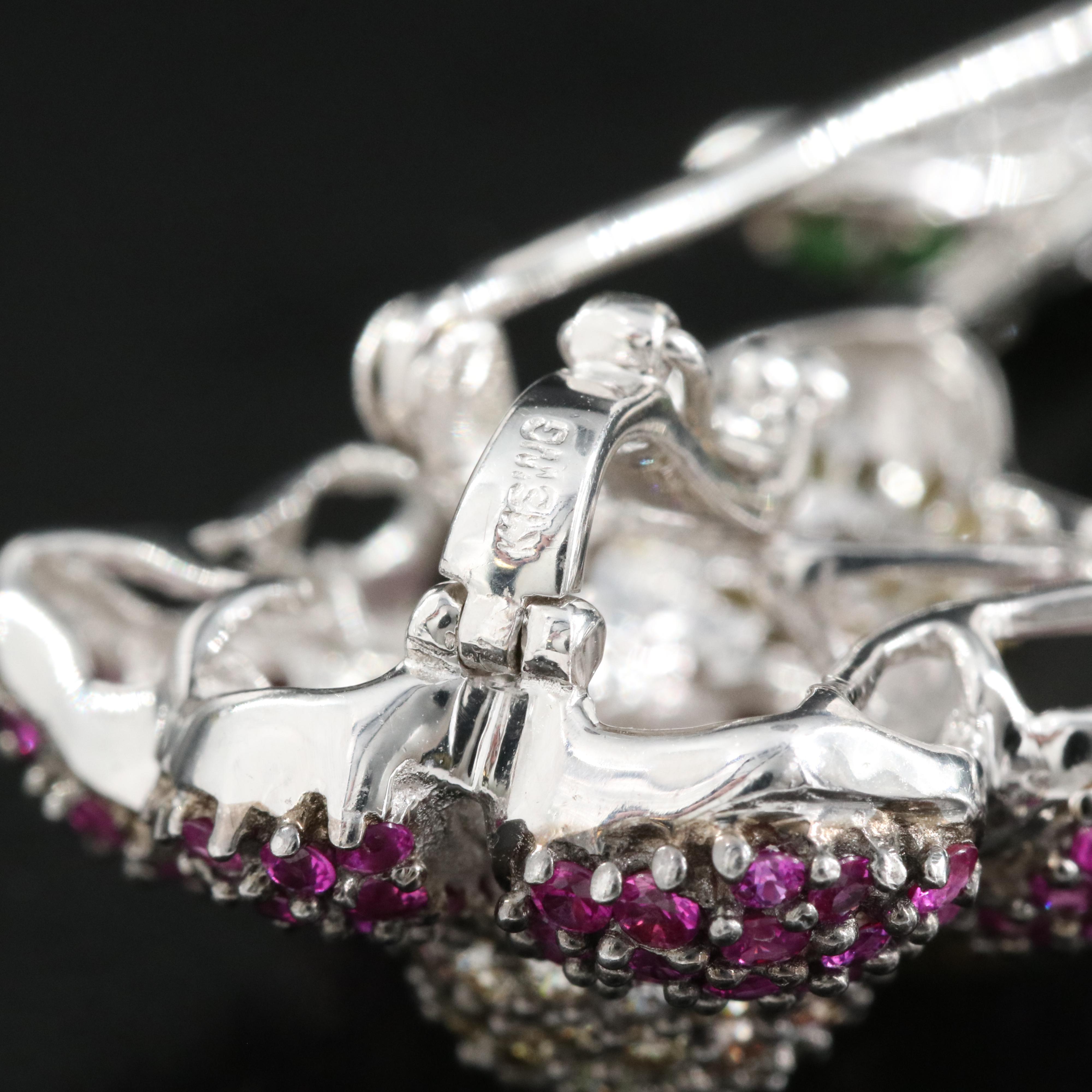 18K and 14K 1.00 CTW Diamond, Ruby, Sapphire and Tsavorite Converter Brooch