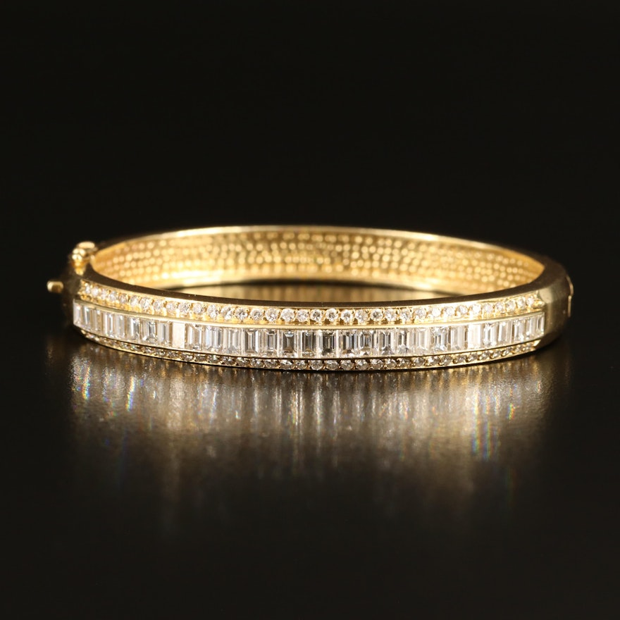 14K 5.07 CTW Diamond Hinged Bangle