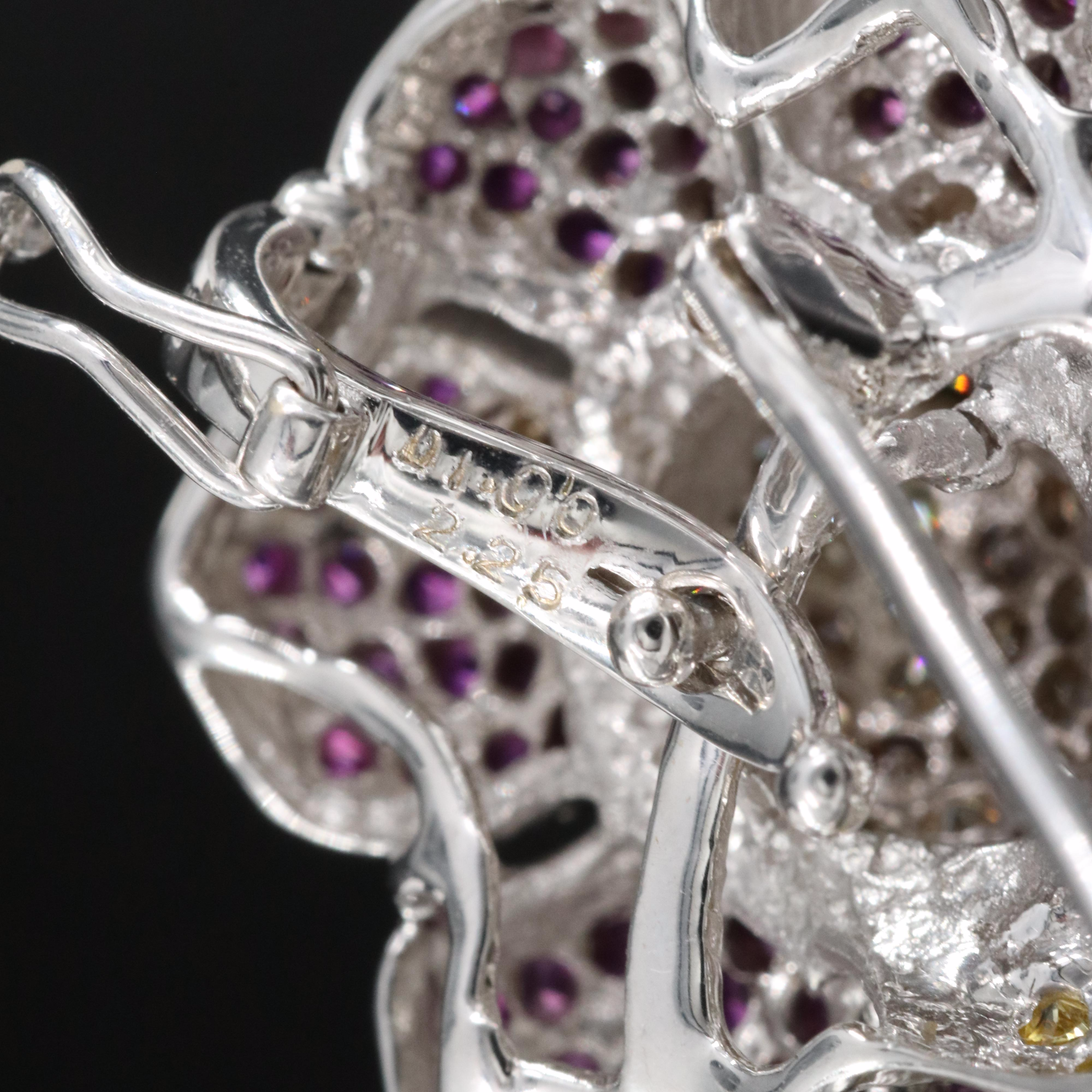 18K and 14K 1.00 CTW Diamond, Ruby, Sapphire and Tsavorite Converter Brooch