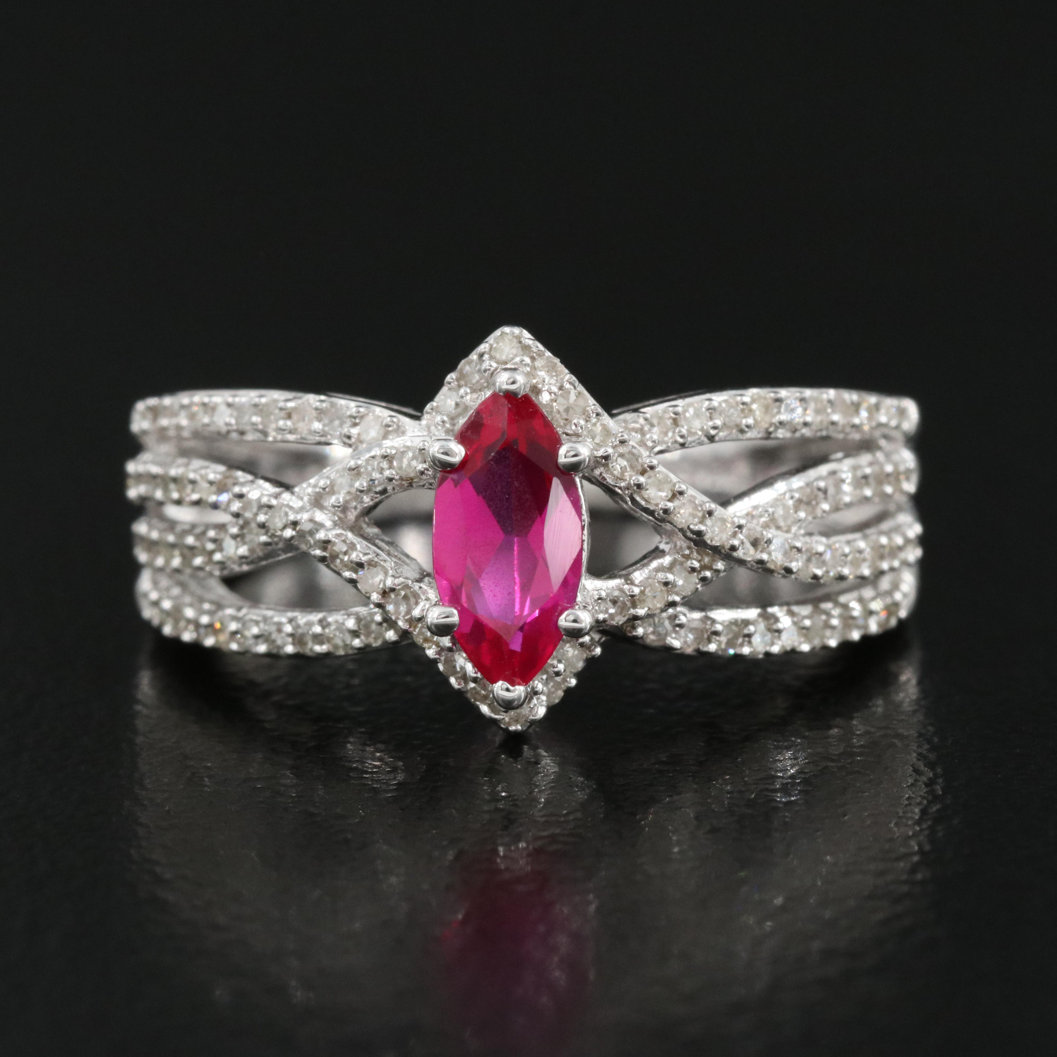Sterling Ruby and Diamond Ring