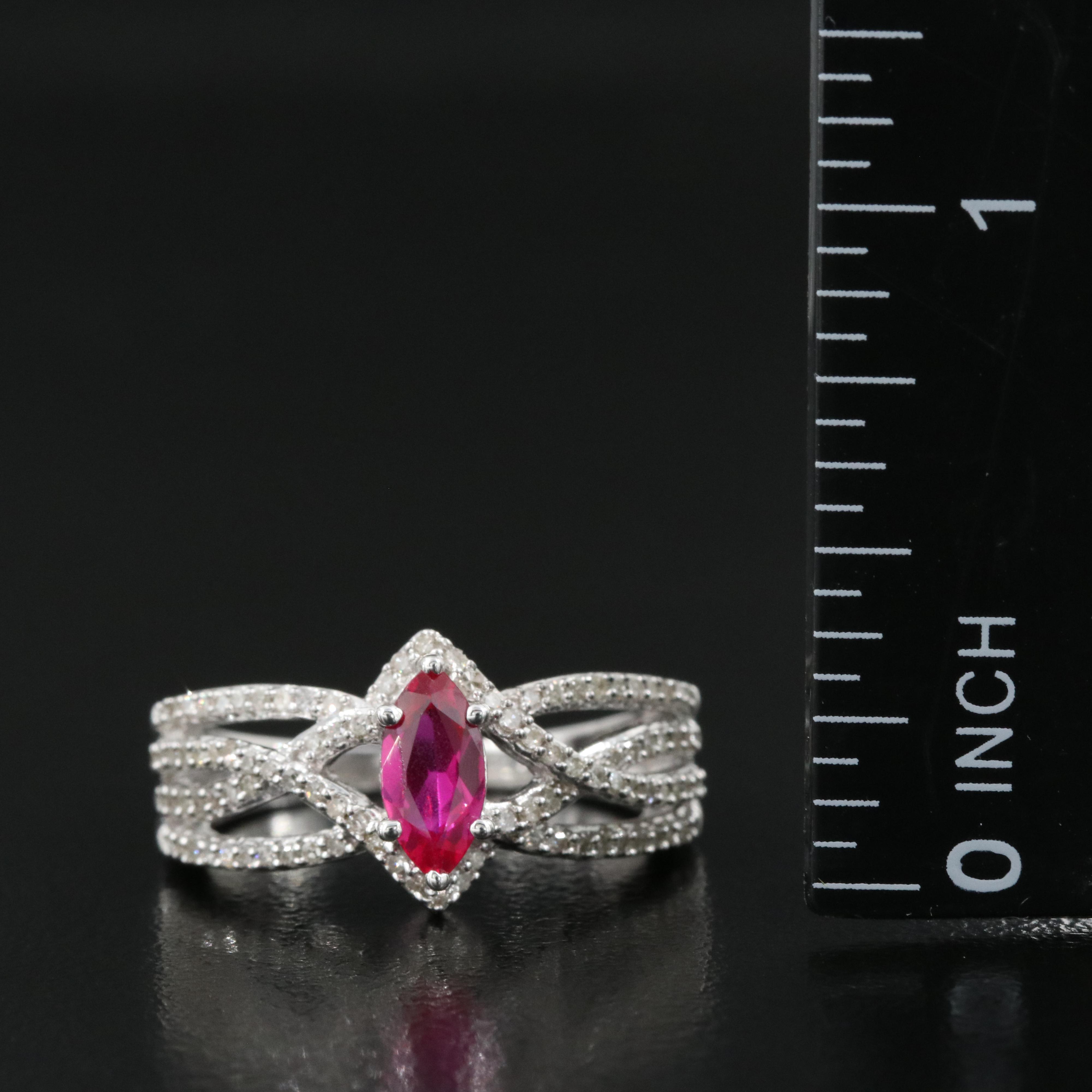 Sterling Ruby and Diamond Ring