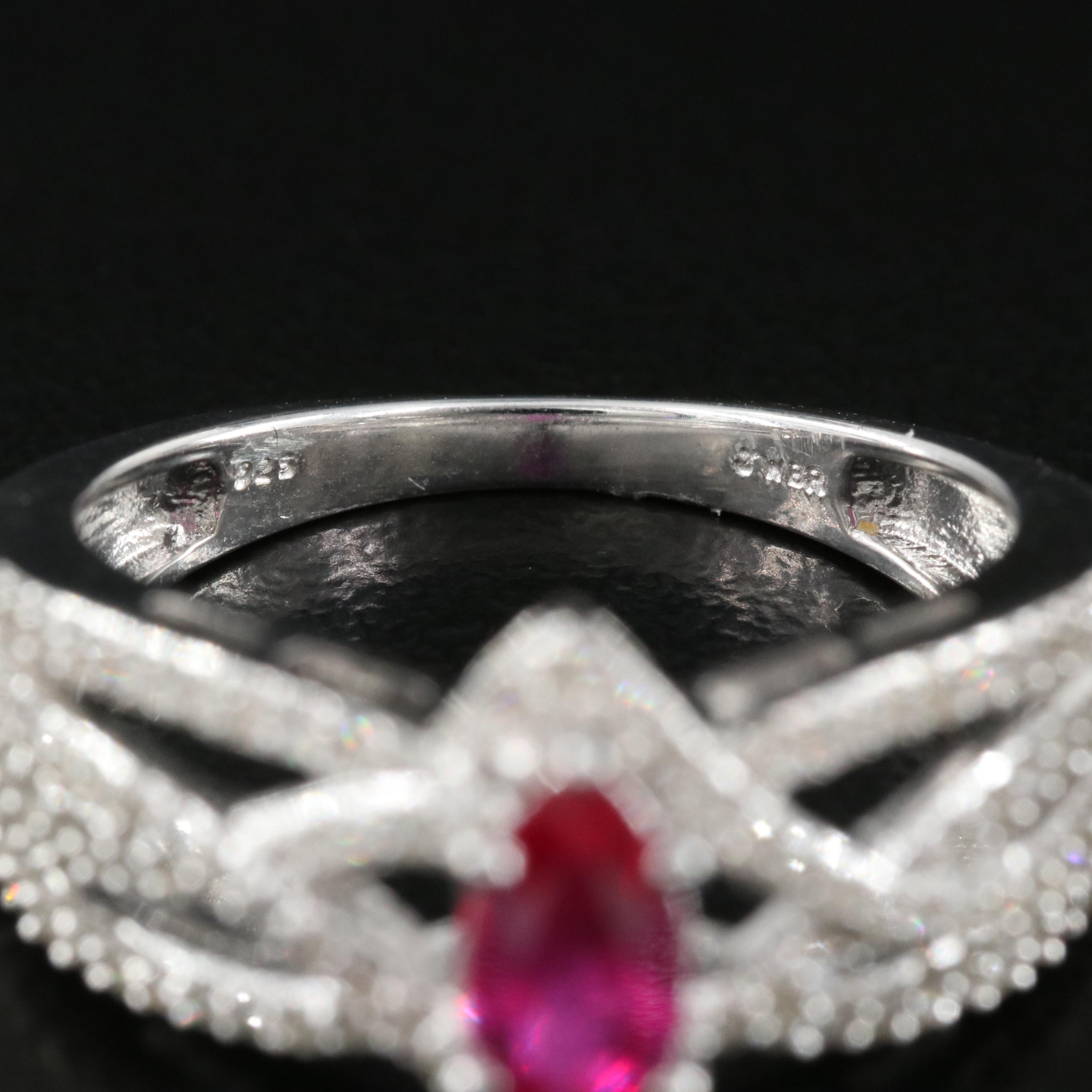 Sterling Ruby and Diamond Ring