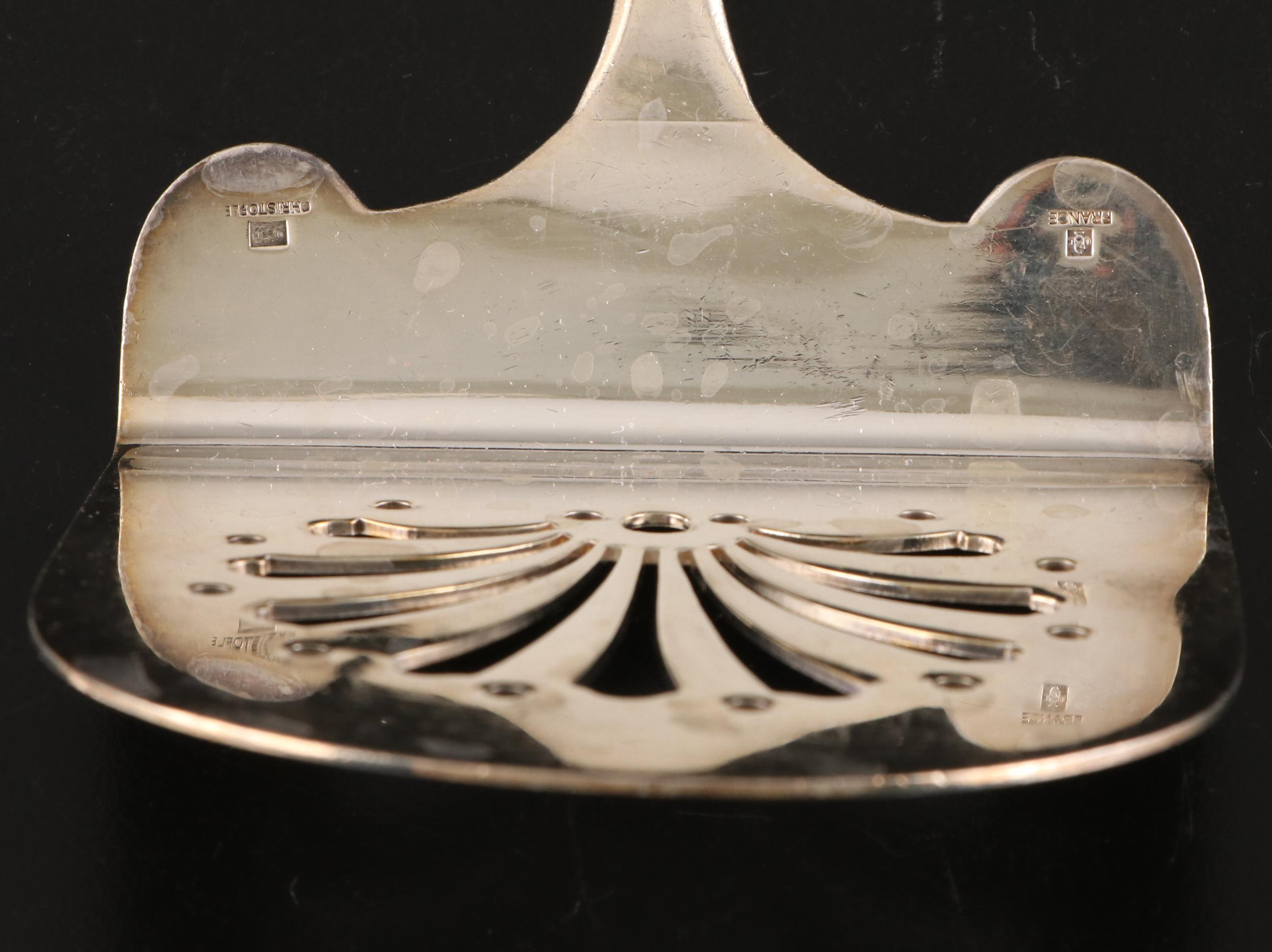 Christofle Asparagus Server with Lamb Bone Holder and Other Serving Utensils