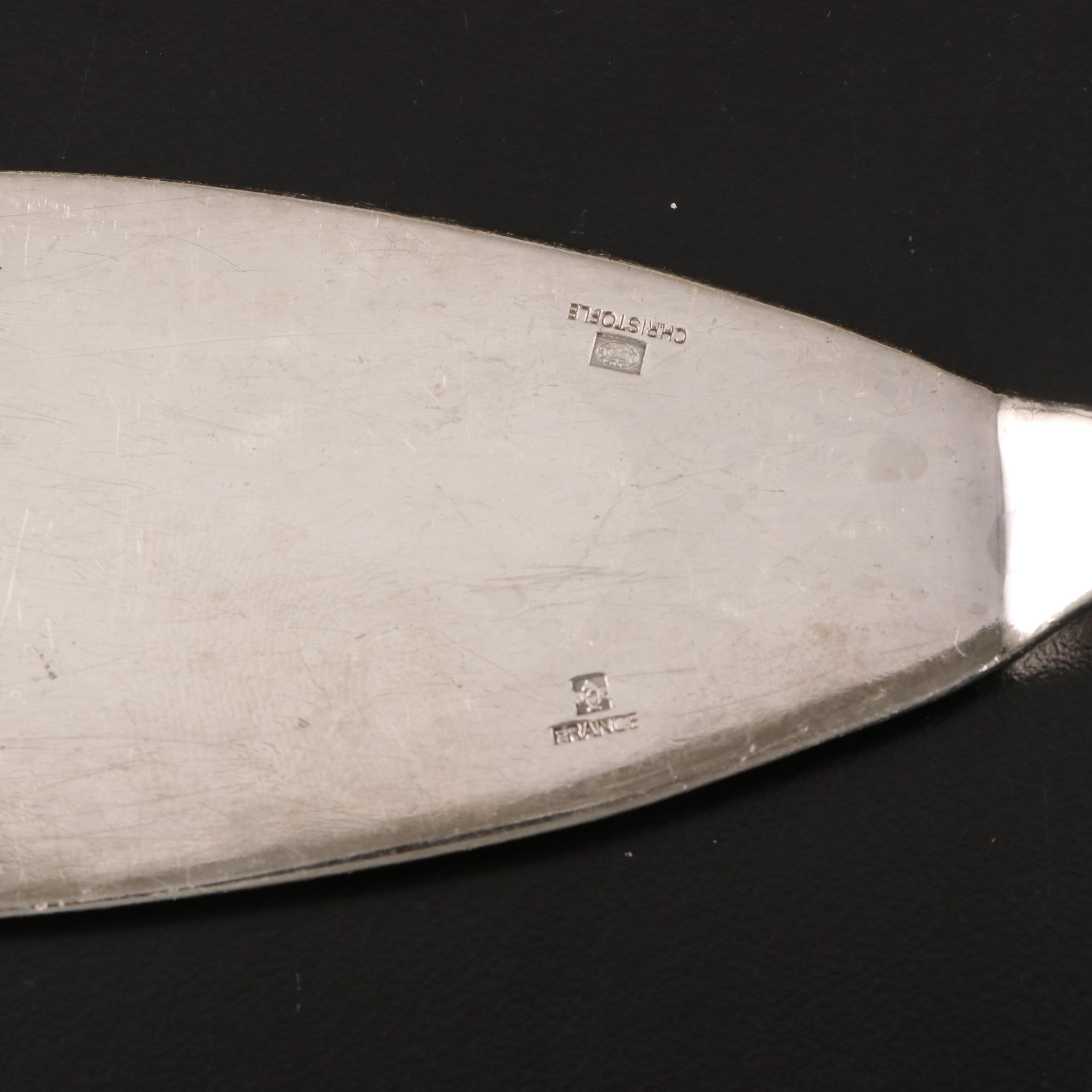 Christofle Asparagus Server with Lamb Bone Holder and Other Serving Utensils