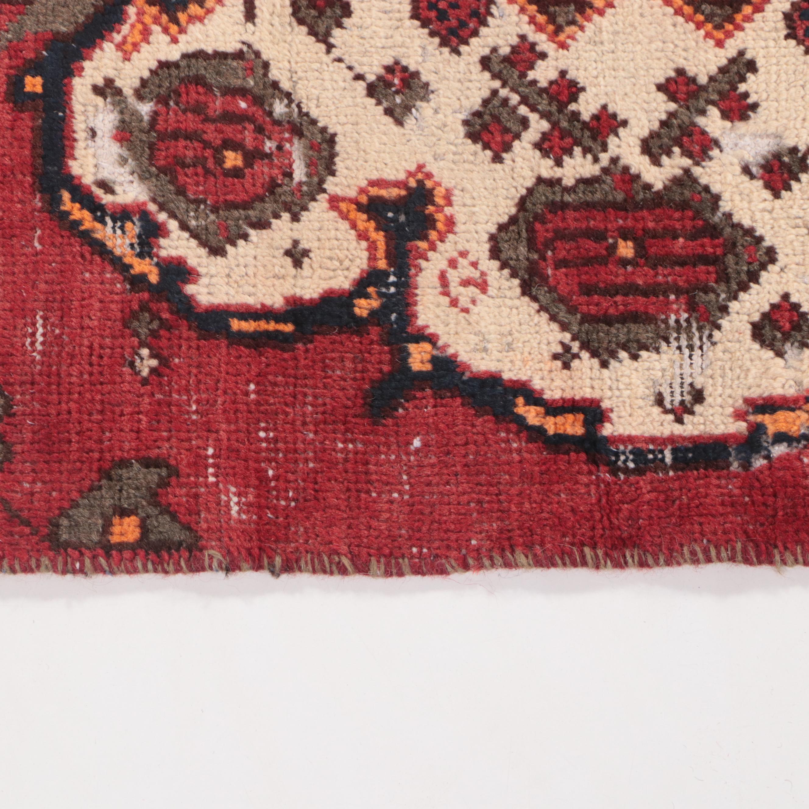 3'3 x 6'3 Hand-Knotted Persian Hamadan Remnant Area Rug