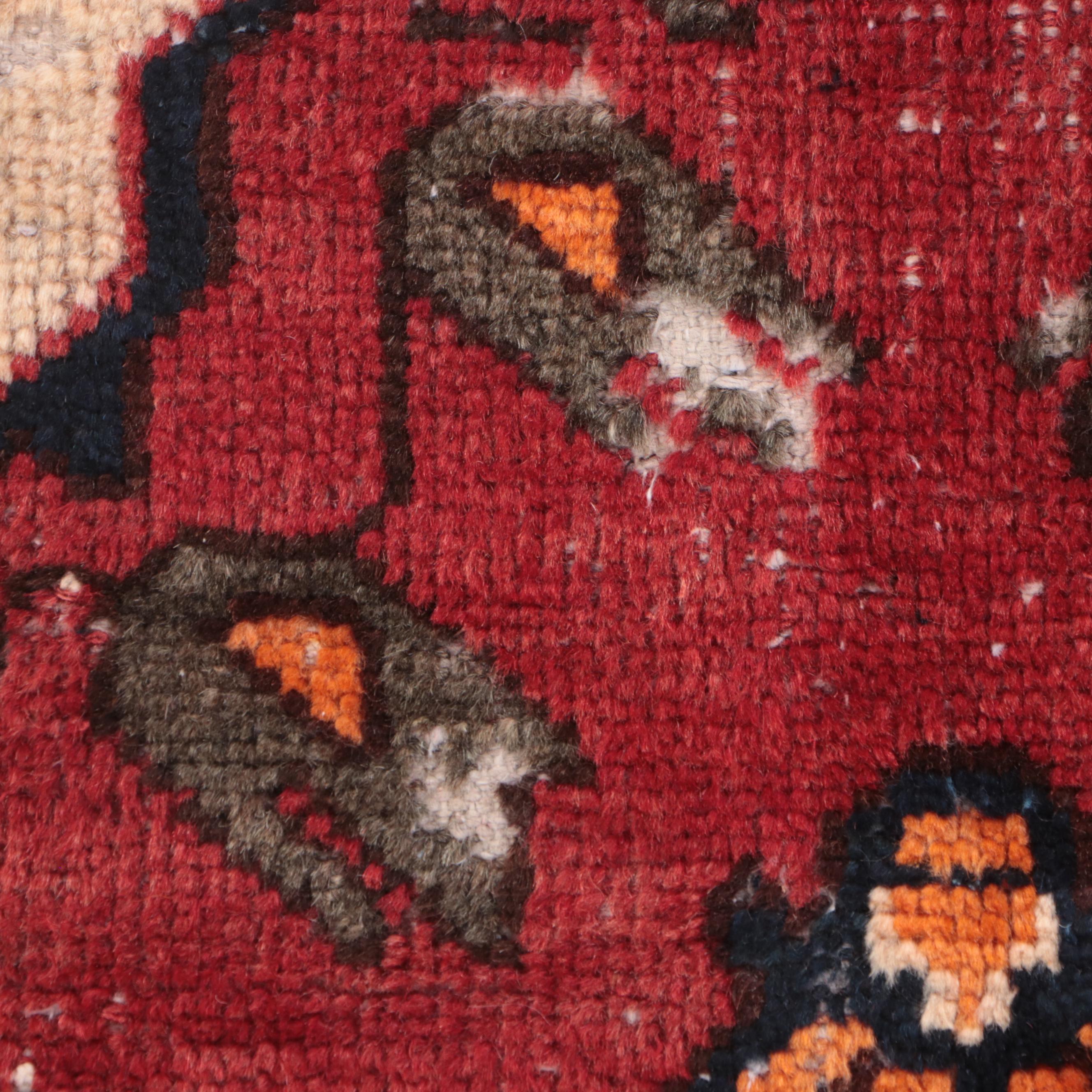 3'3 x 6'3 Hand-Knotted Persian Hamadan Remnant Area Rug