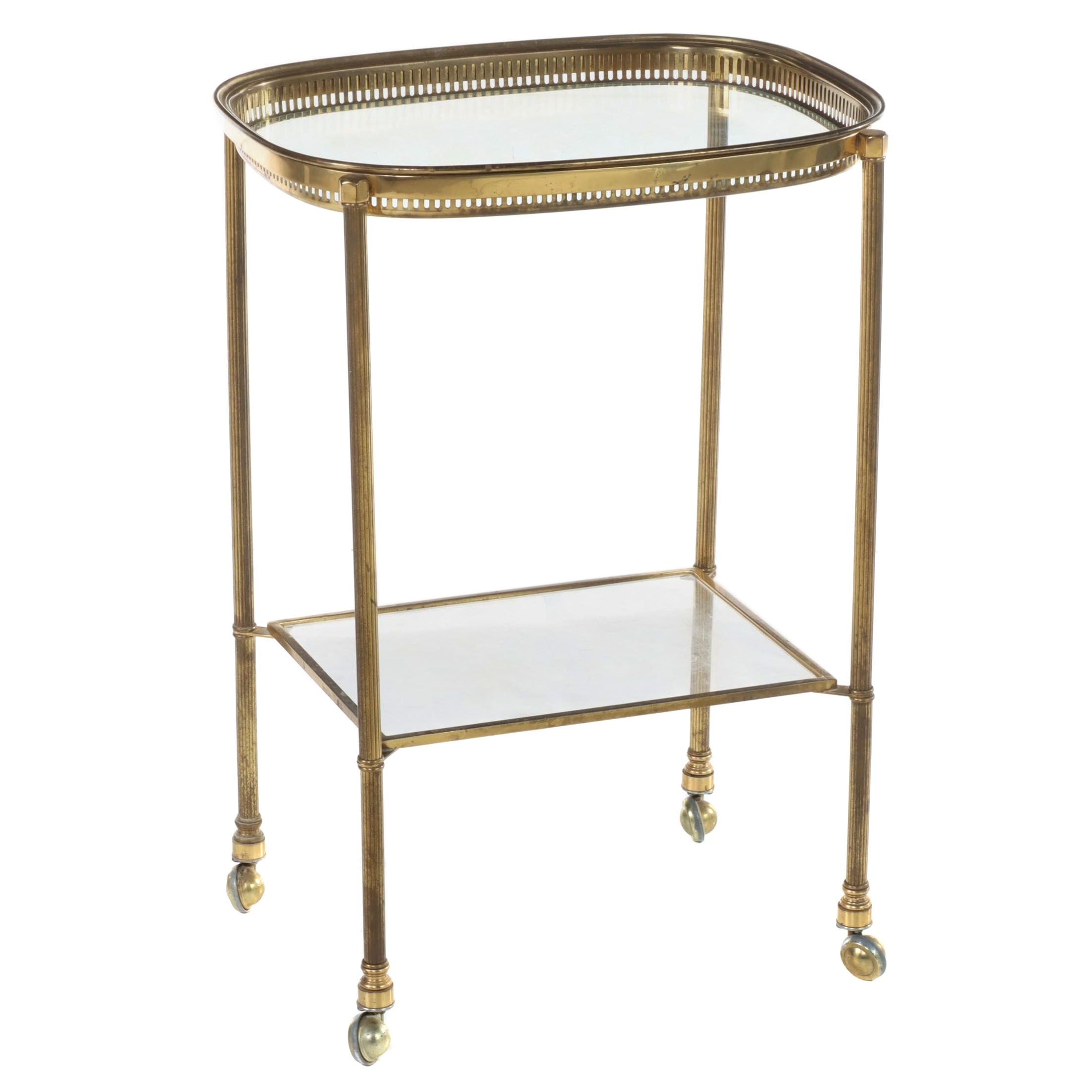 Small Hollywood Regency Style Brass Tray-Top Serving Cart