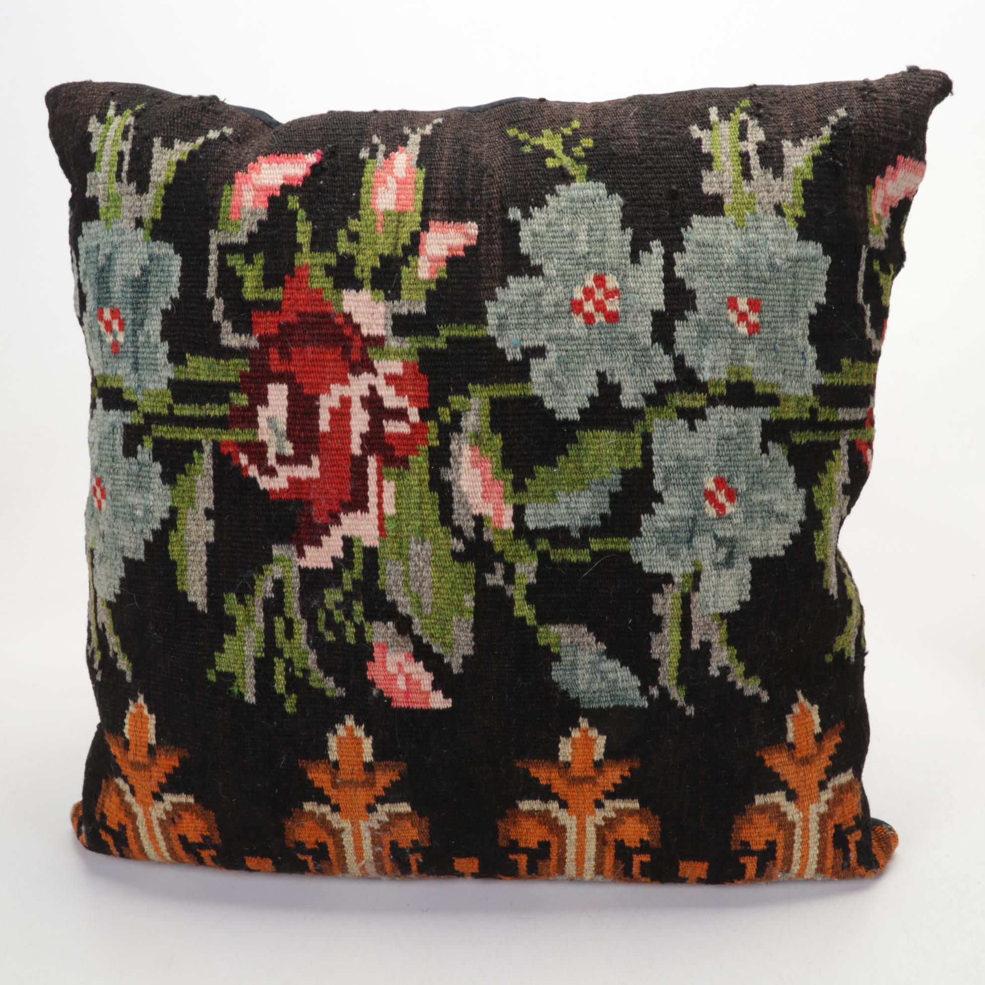 Embroidered and Woven Floral Accent Pillows