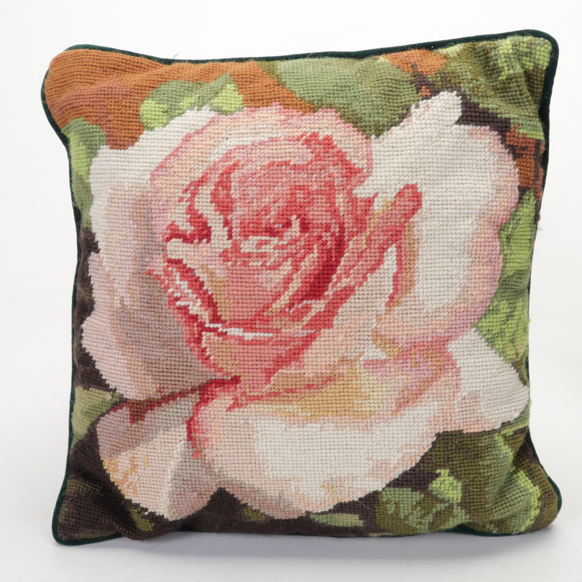 Embroidered and Woven Floral Accent Pillows