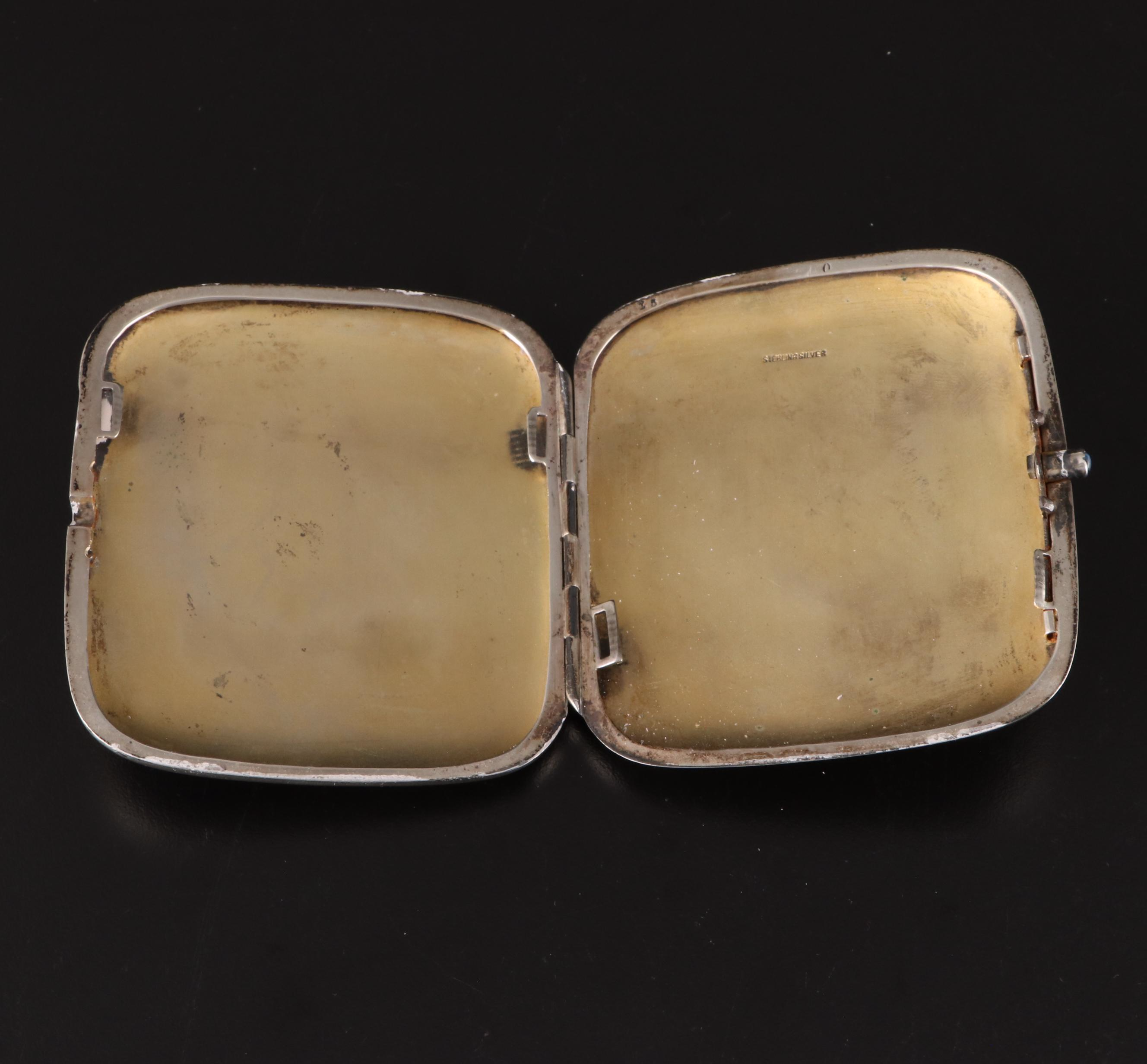 Sterling Silver and Enamel Art Nouveau Cigarette Case