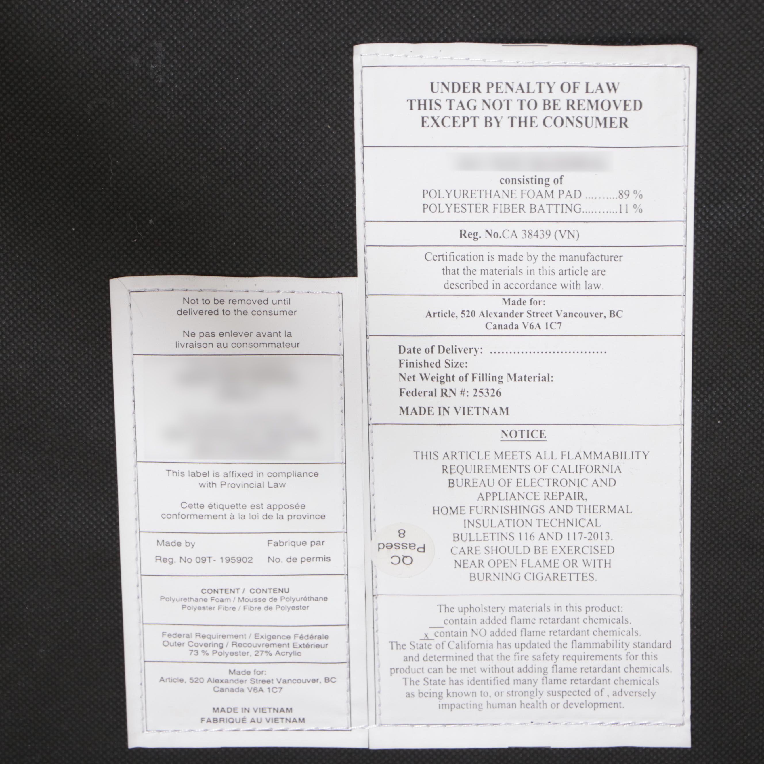 Six Article "Chantel" Upholstered Hardwood Dining Chairs