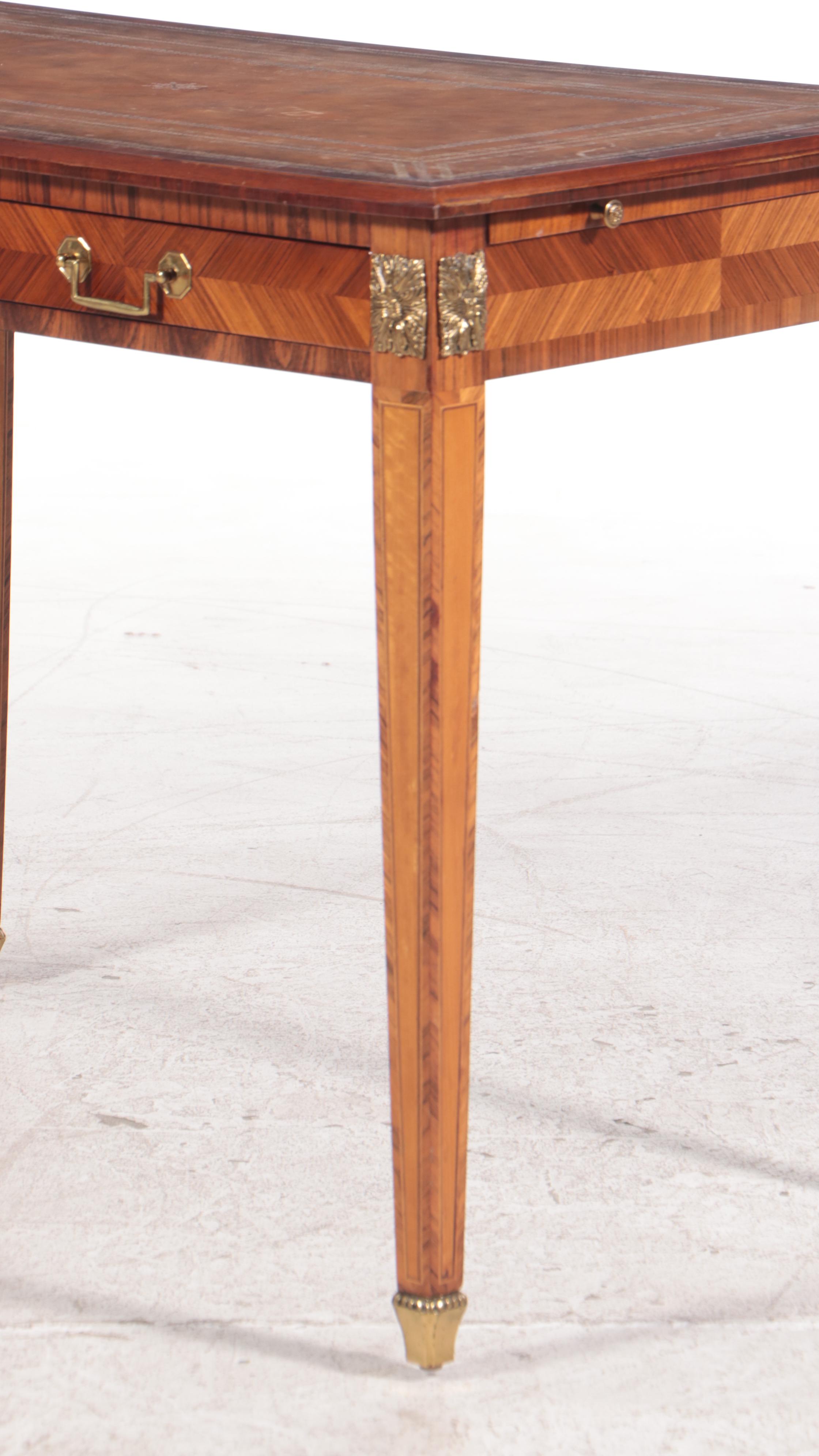 Maitland-Smith Directoire Style Brass-Mounted Kingwood Bureau Plat