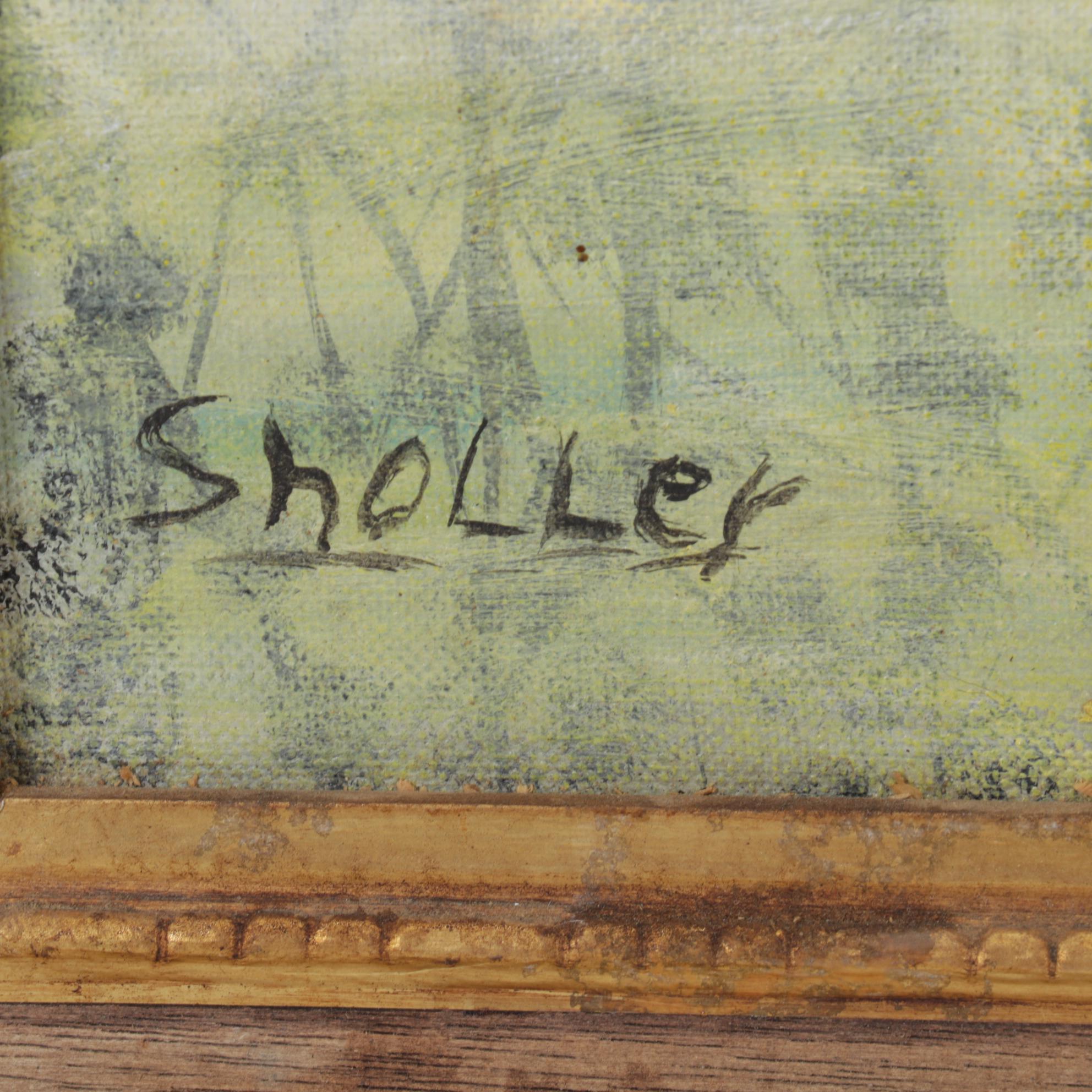 Brian Sholley Folk Art Oil Painting "Winter," Circa 1974