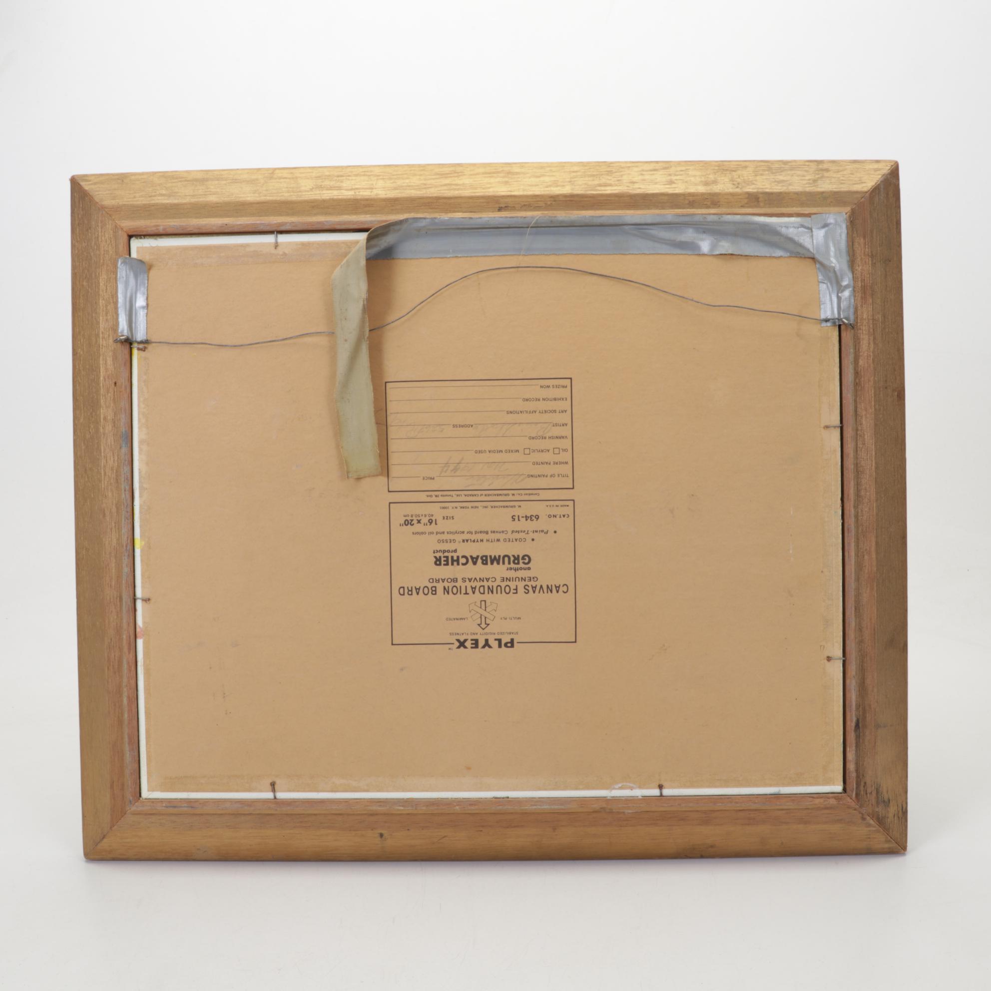 Brian Sholley Folk Art Oil Painting "Winter," Circa 1974