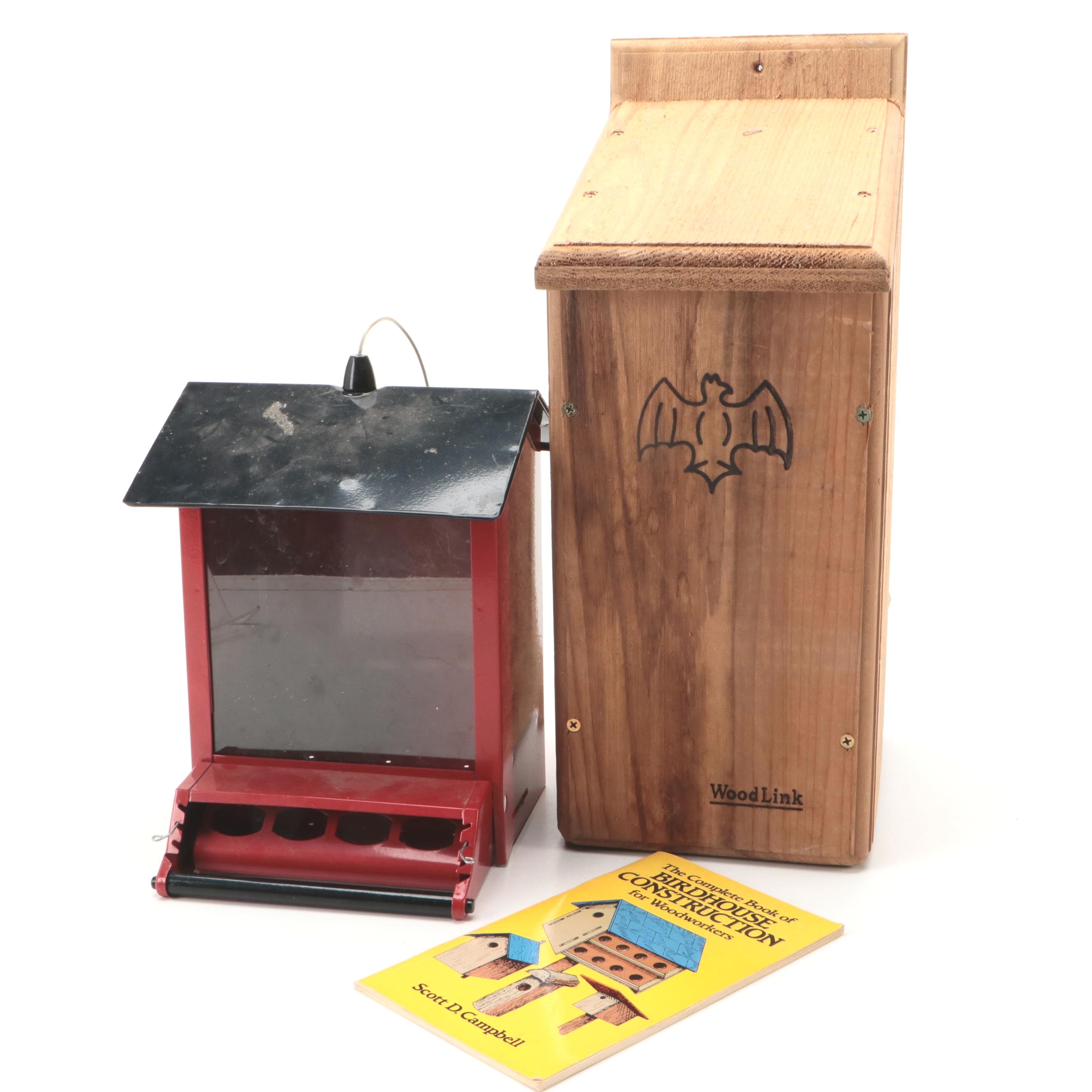 WoodLink Bat House with Other Metal Squirrel-Resistant Hopper Bird Feeder