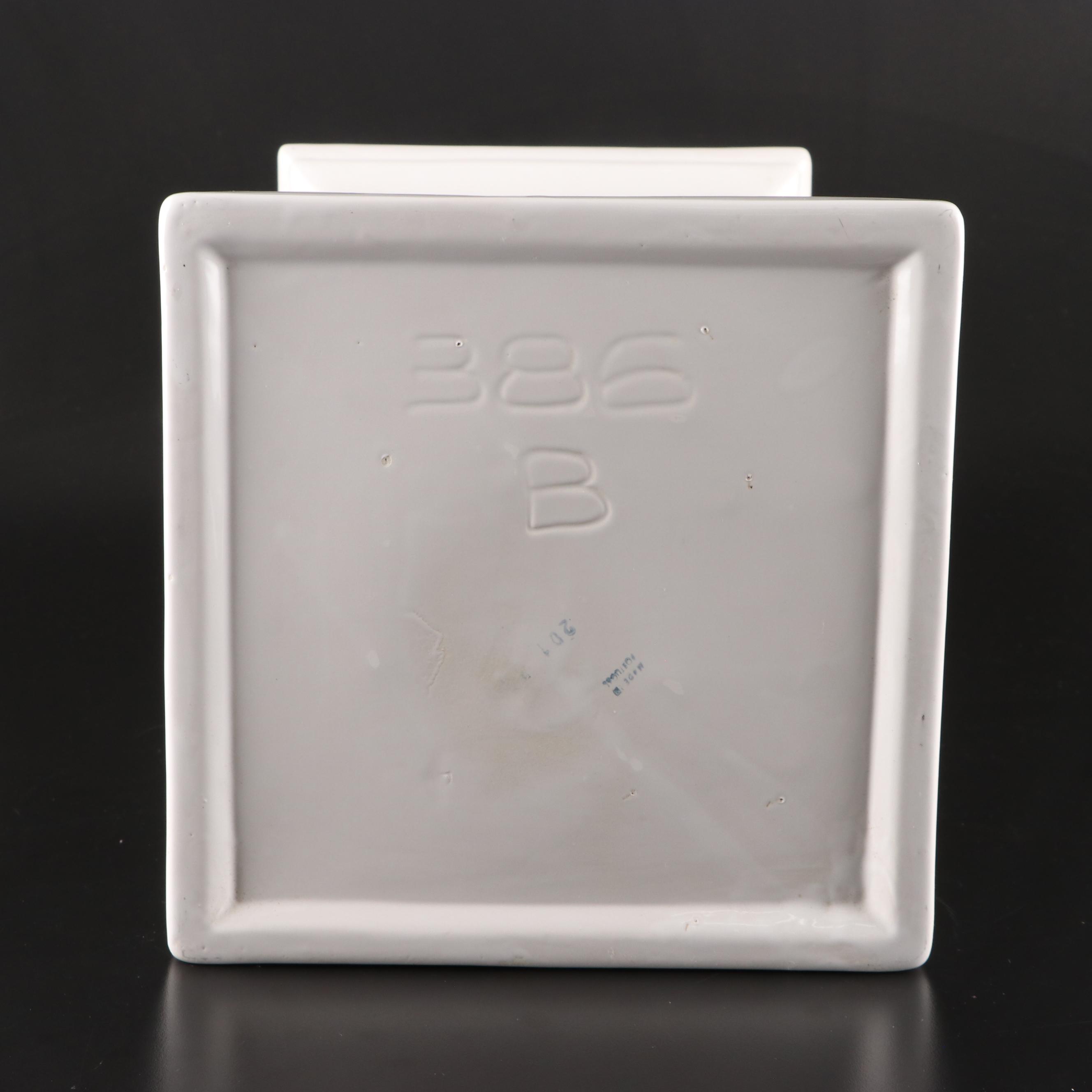 Portuguese White Glazed Ceramic Column Flower Vase