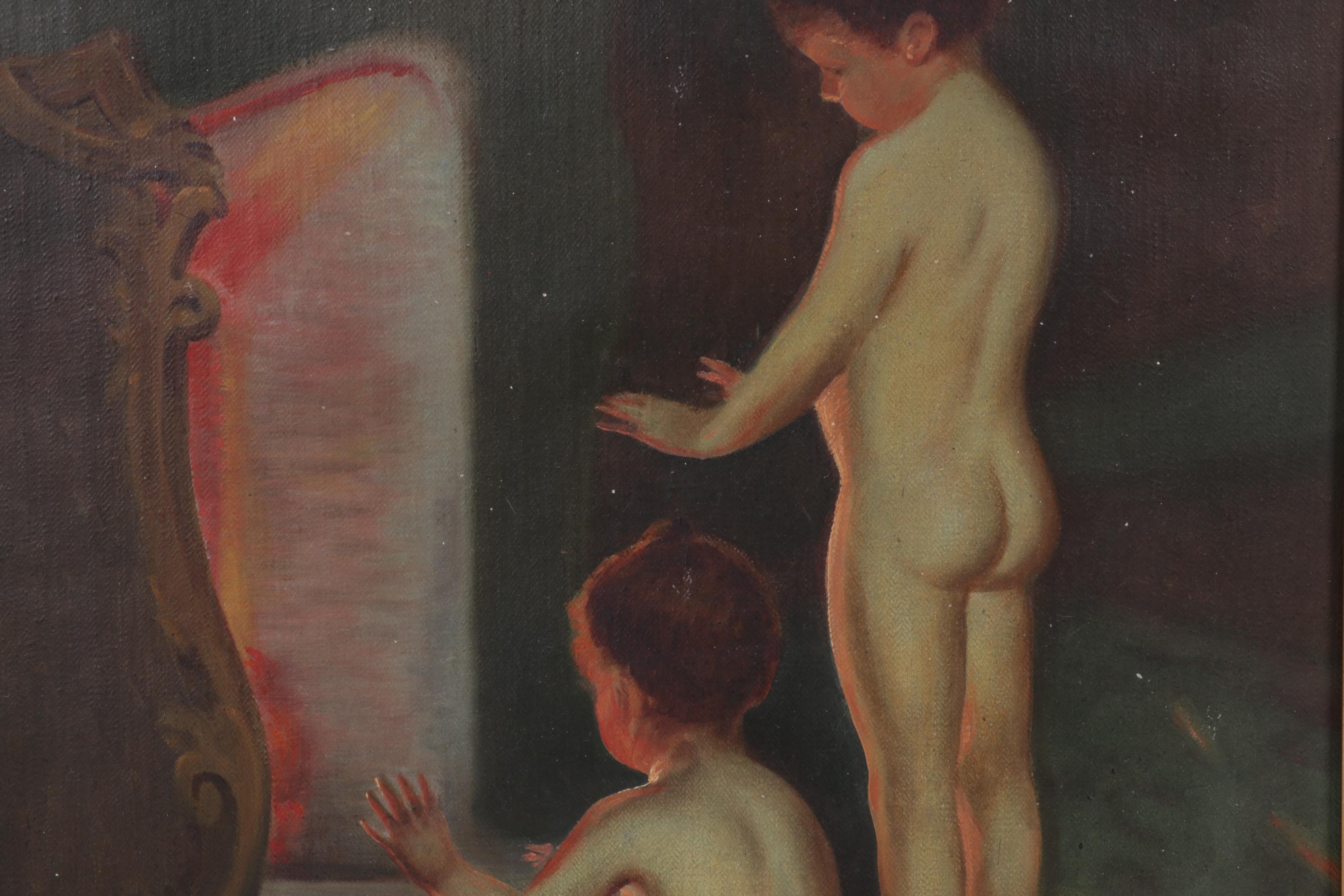 Oil Painting After Paul Peel "After the Bath," Early 20th Century