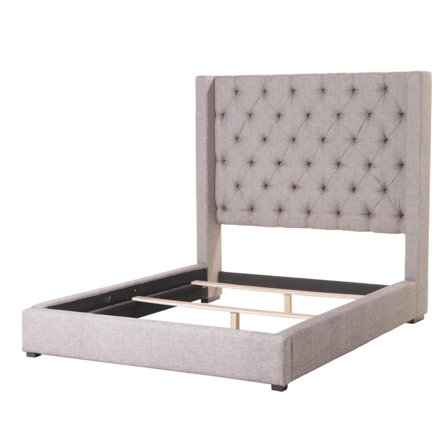 Ashley Furniture Upholstered and Buttoned-Down Queen Size Bed Frame