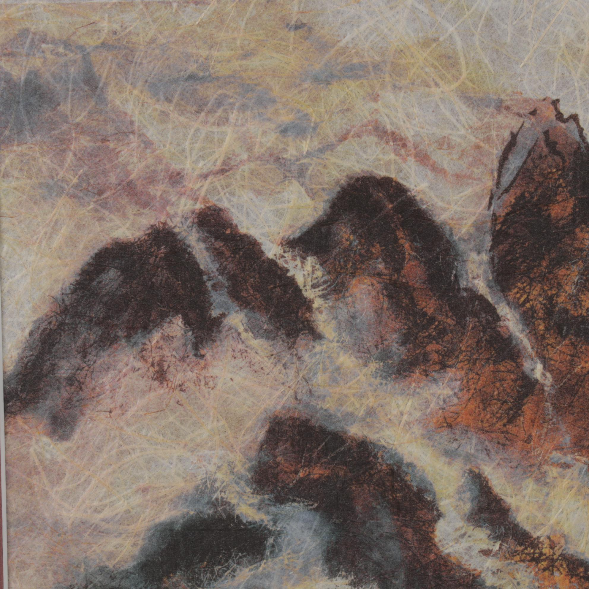 Charlotte Fung Miller Watercolor Painting of Mountain Landscape