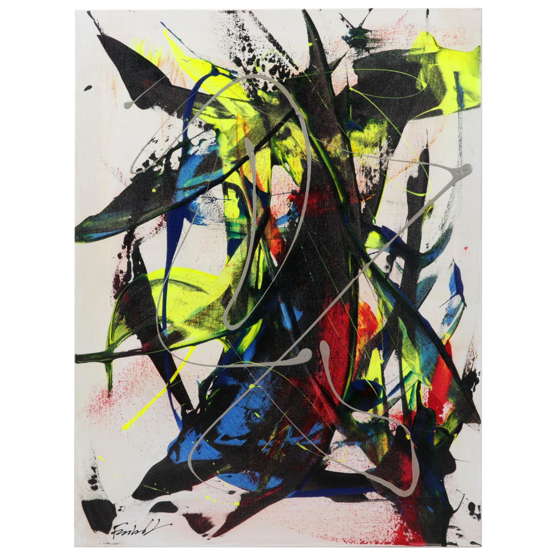 Farshad Lanjani Abstract Acrylic Painting, 21st Century