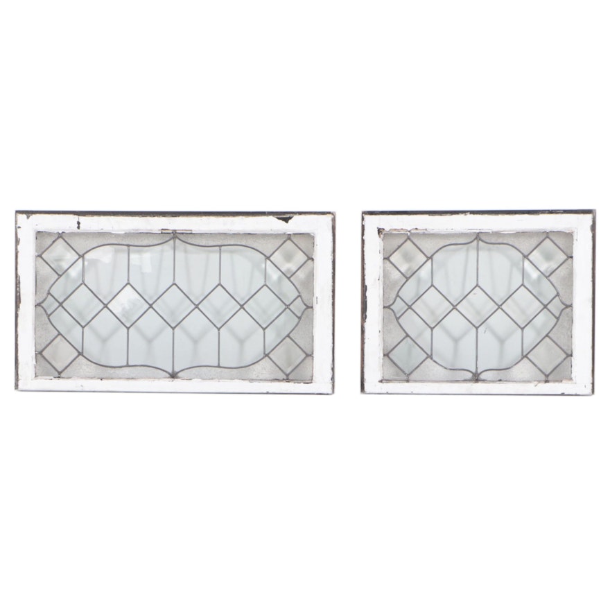 Two American Leaded Glass Window Panels, Late 19th/Earlly 20th Century