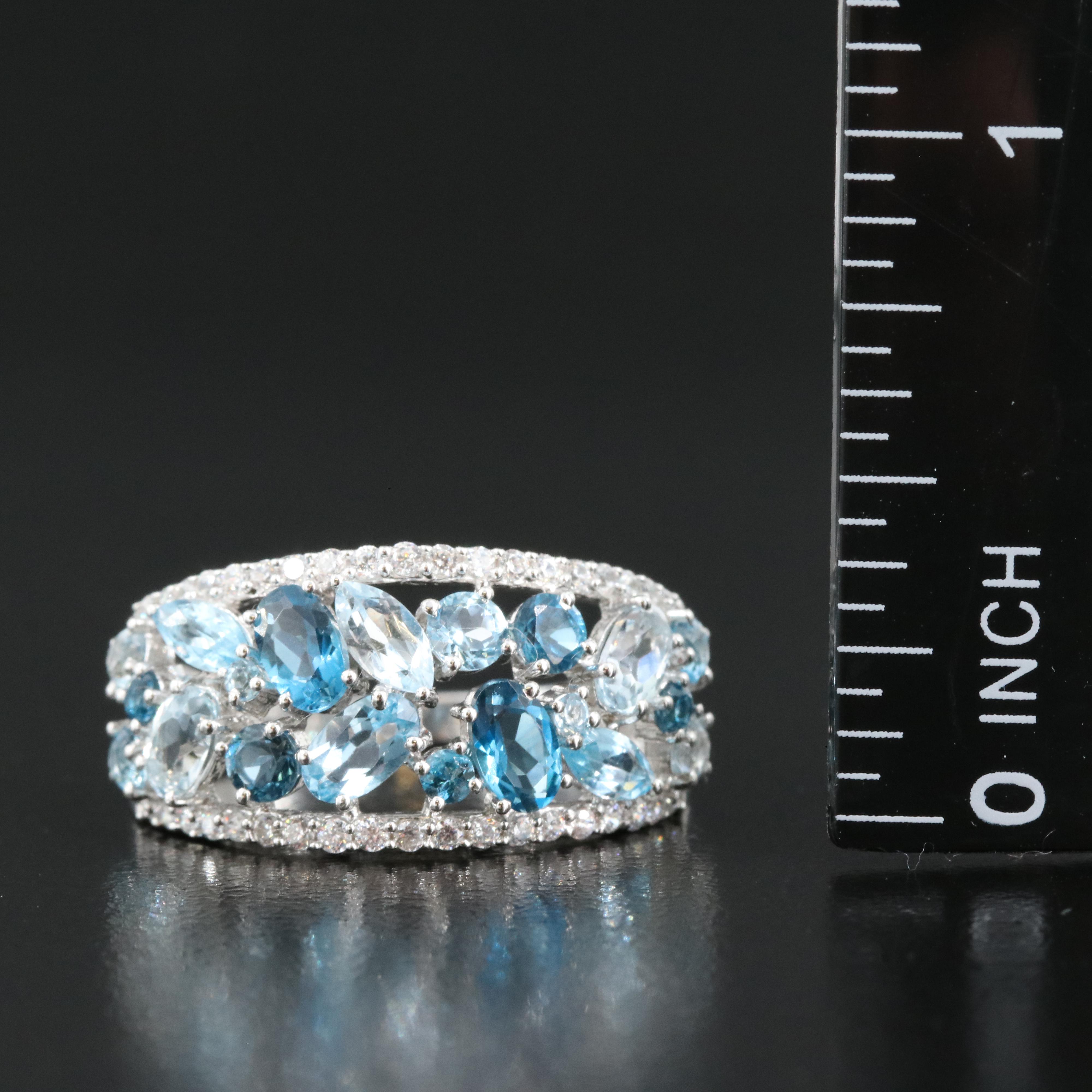 Sterling Topaz and Cubic Zirconia Ring