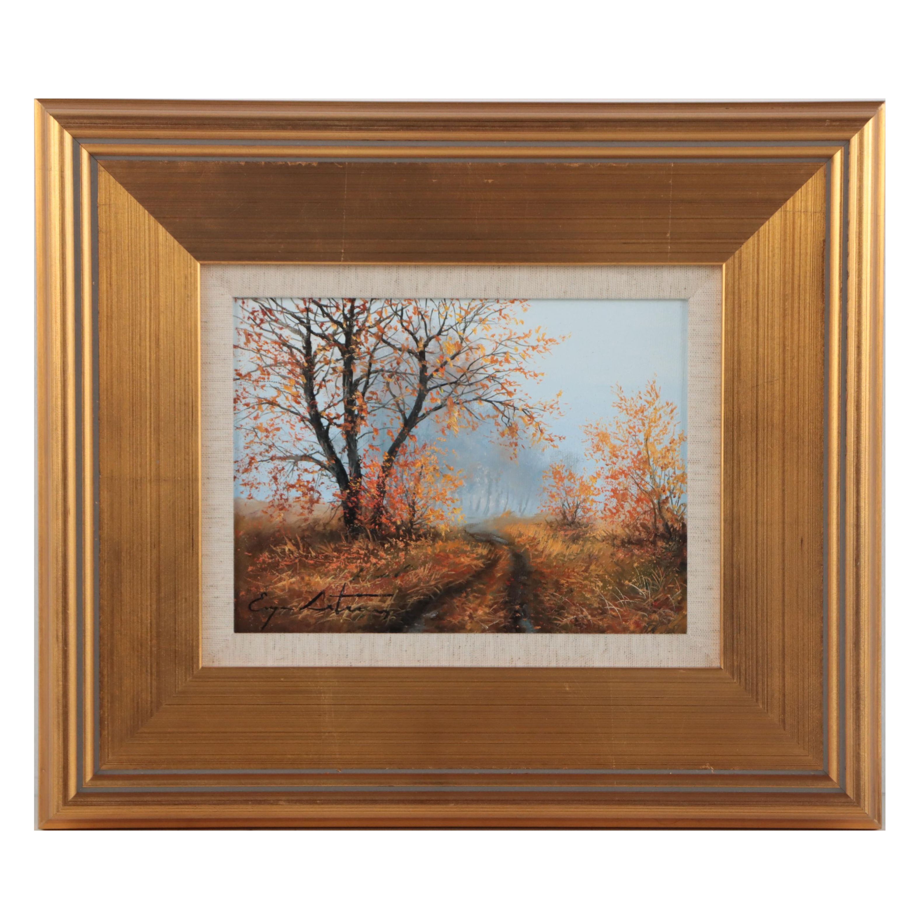 Jevgenijus Litvinas Oil Painting "Autumn Road," 2022