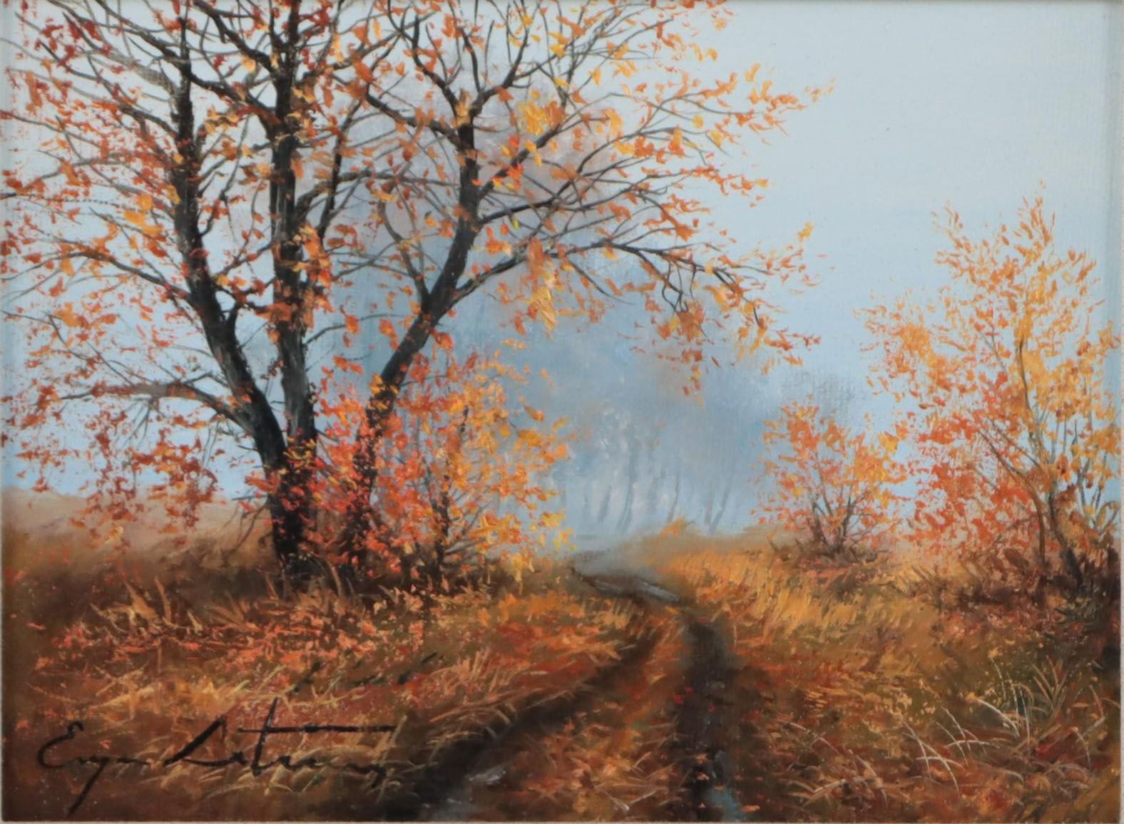 Jevgenijus Litvinas Oil Painting "Autumn Road," 2022