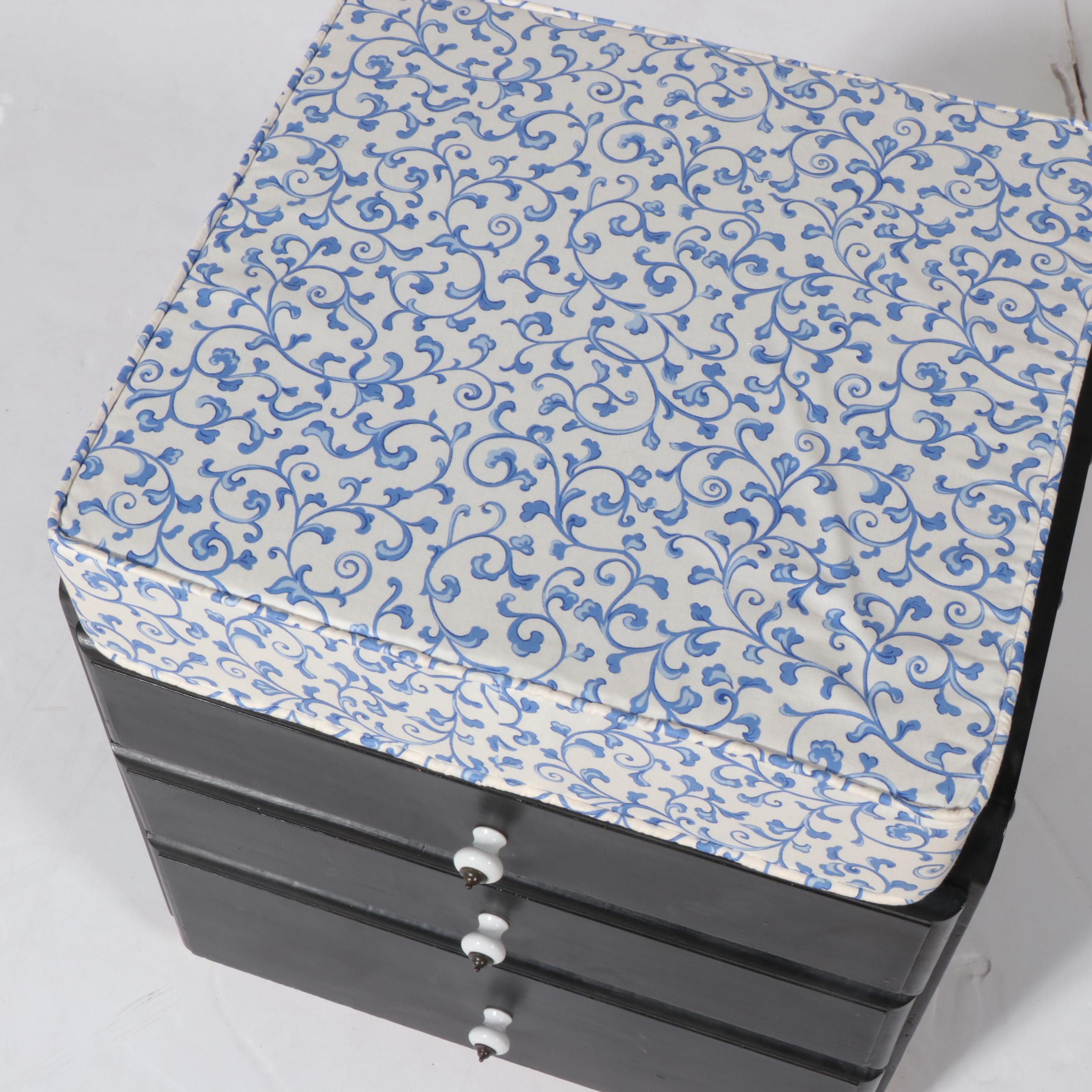 Painted Three-Drawer Custom-Made Sewing Stool, Late 20th Century