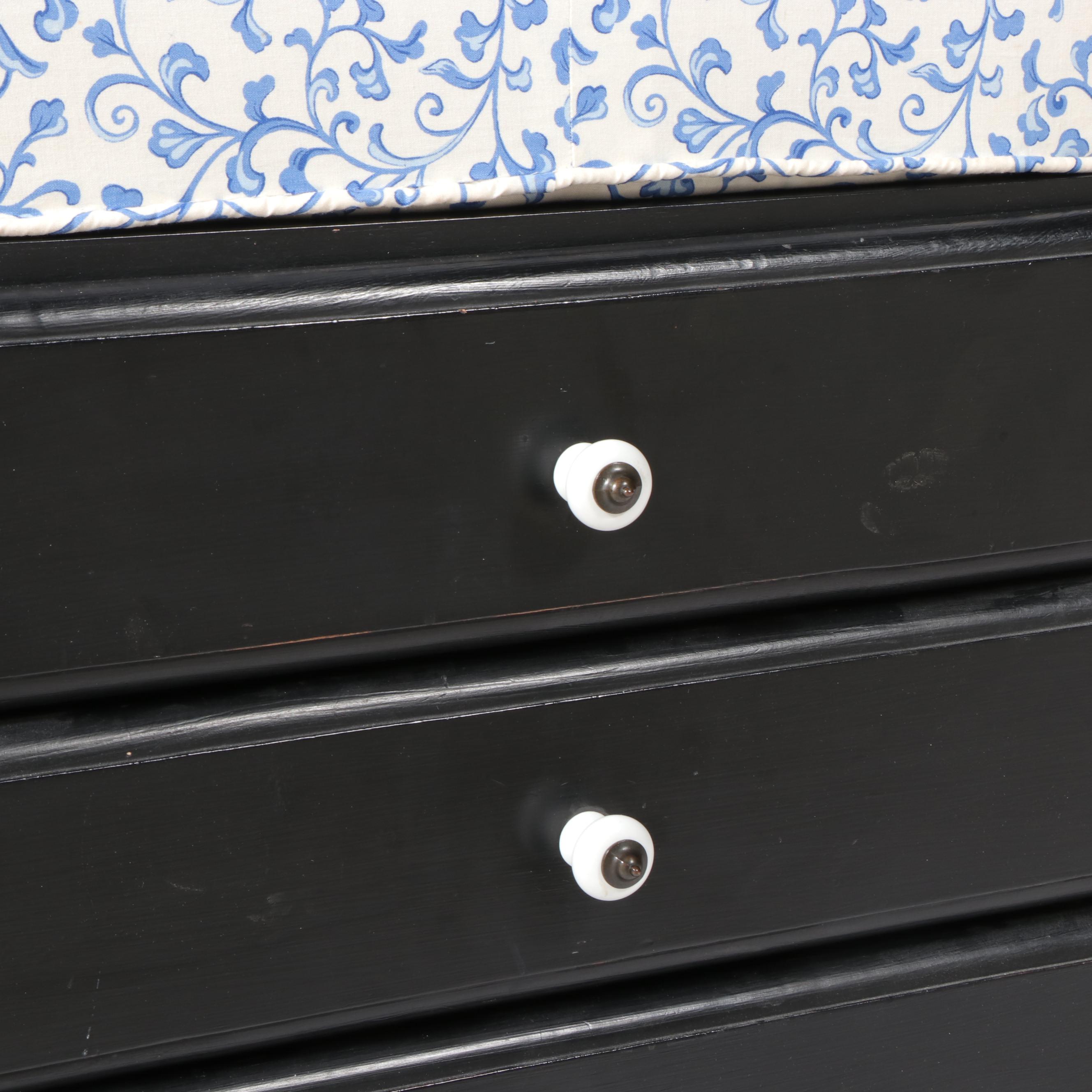 Painted Three-Drawer Custom-Made Sewing Stool, Late 20th Century