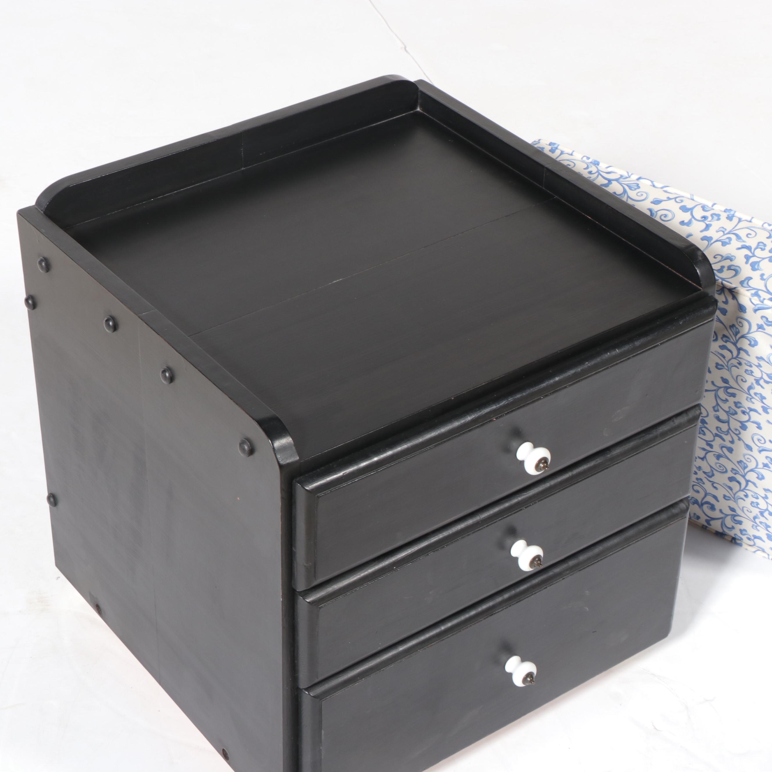 Painted Three-Drawer Custom-Made Sewing Stool, Late 20th Century