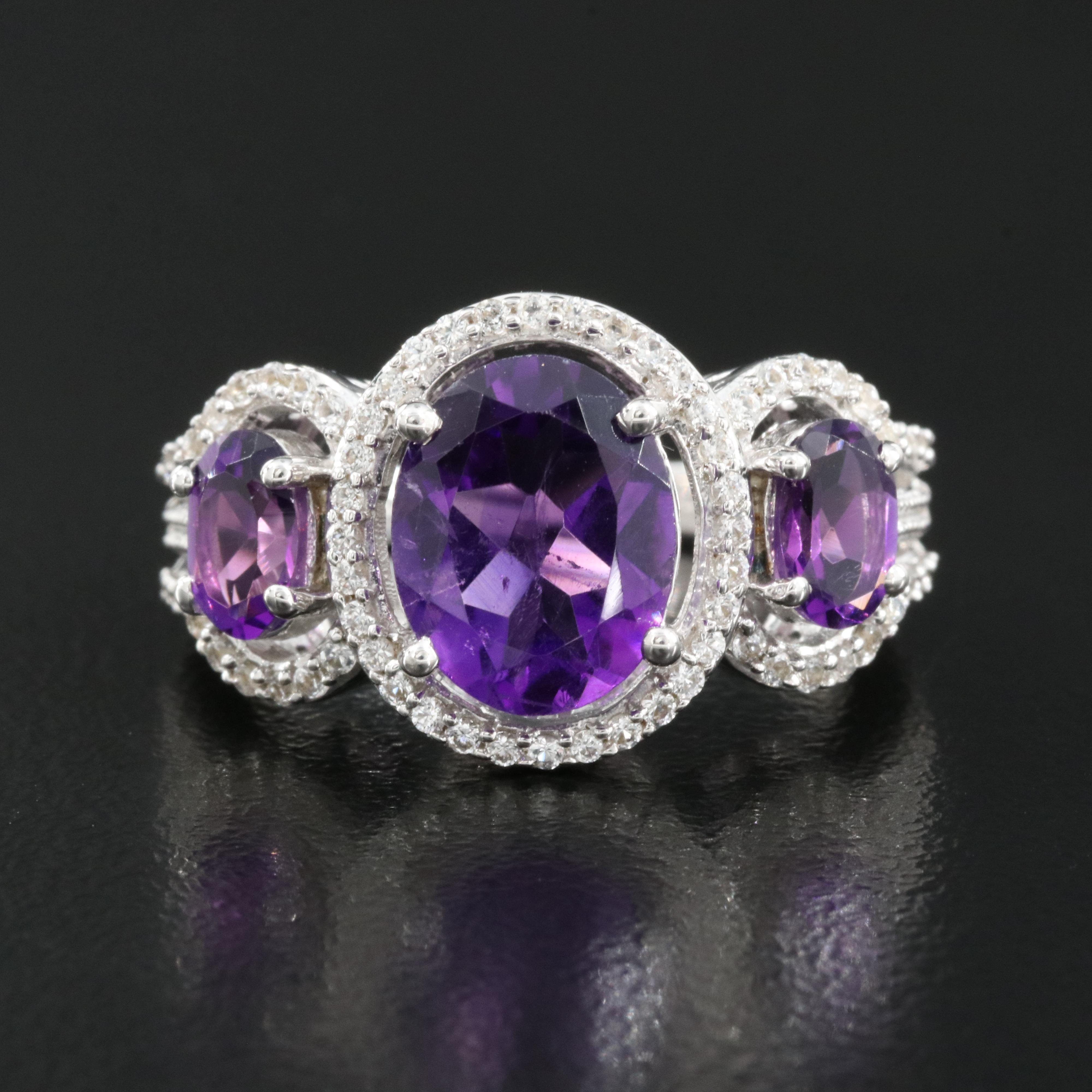 Sterling Amethyst and Sapphire Ring